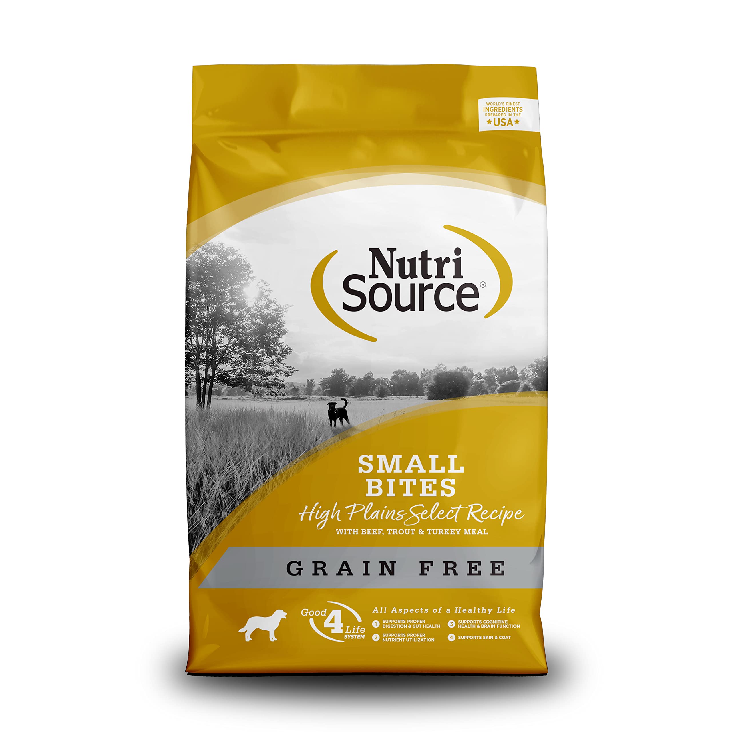 NutriSource High Plains Select Grain-Free Dog Food, Small Bites, Made with Beef, Trout and Turkey Meal, 15LB, Dry Dog Food