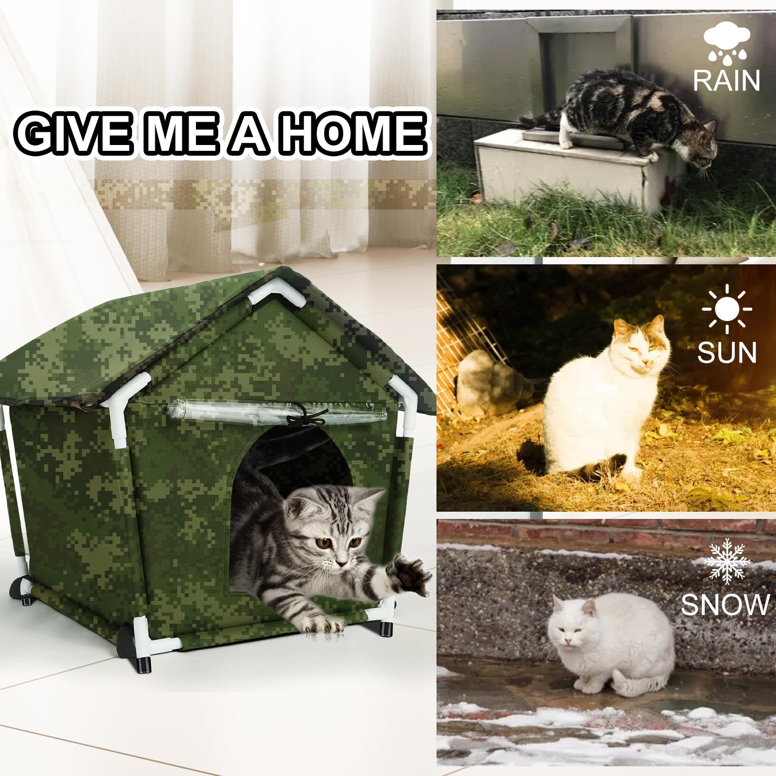 Outdoor Cat House Weatherproof Cat Shelters For Feral Cats Indoor Cat House With Mat And Edging Nails For Outside Provides Cozy