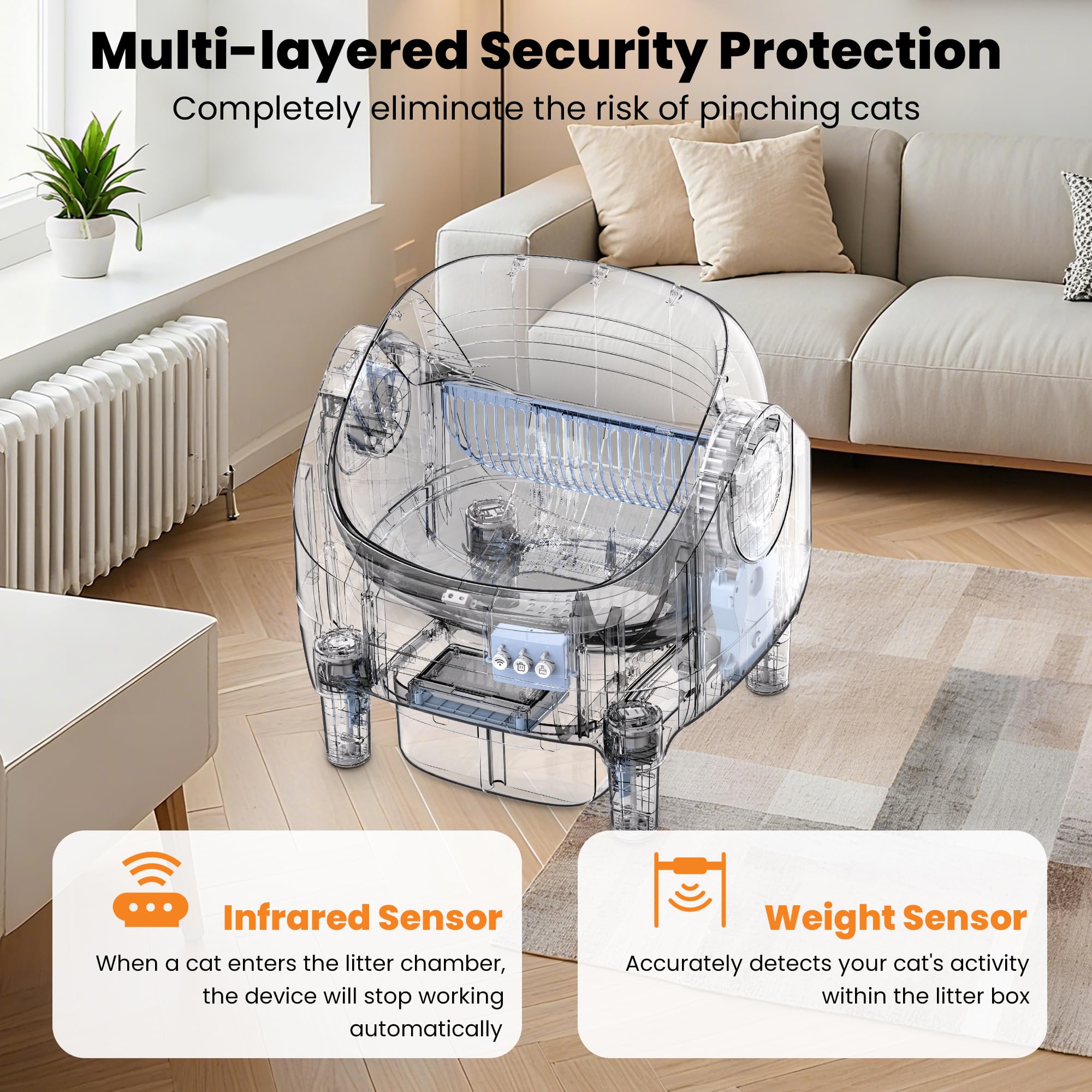 HALKYDY Automatic Litter Box - Self-Cleaning, Large Capacity, White, CATBOX-Mini-F, Odor Control & Smart App Monitoring
