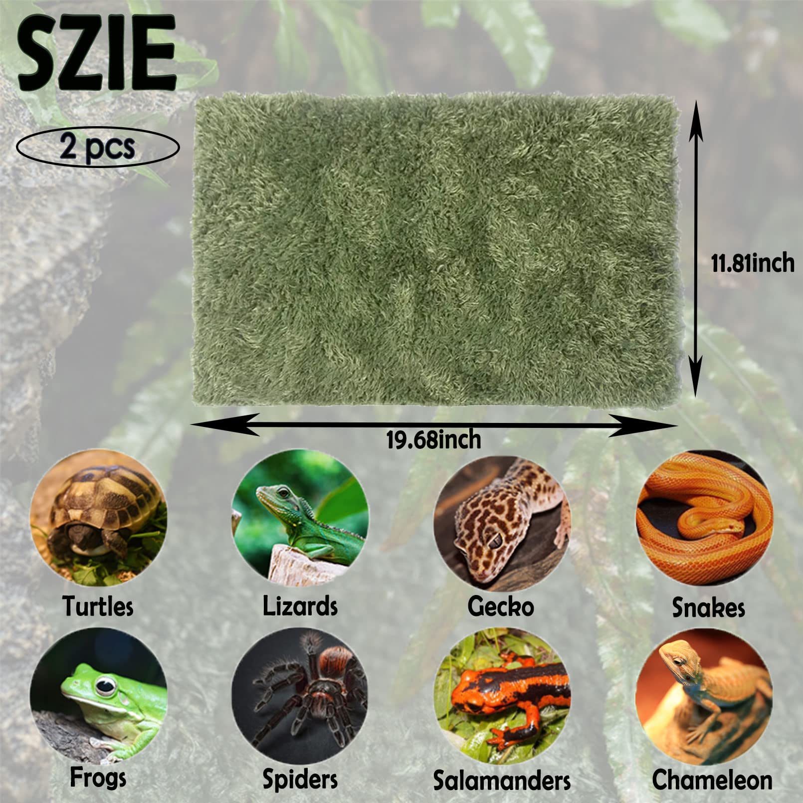 Kathson 2Pcs Reptile Carpet Terrarium Liner Tortoise Bedding Reptile Substrate Liner Mat Pet Cage Mats Supplies For Snakes Beard