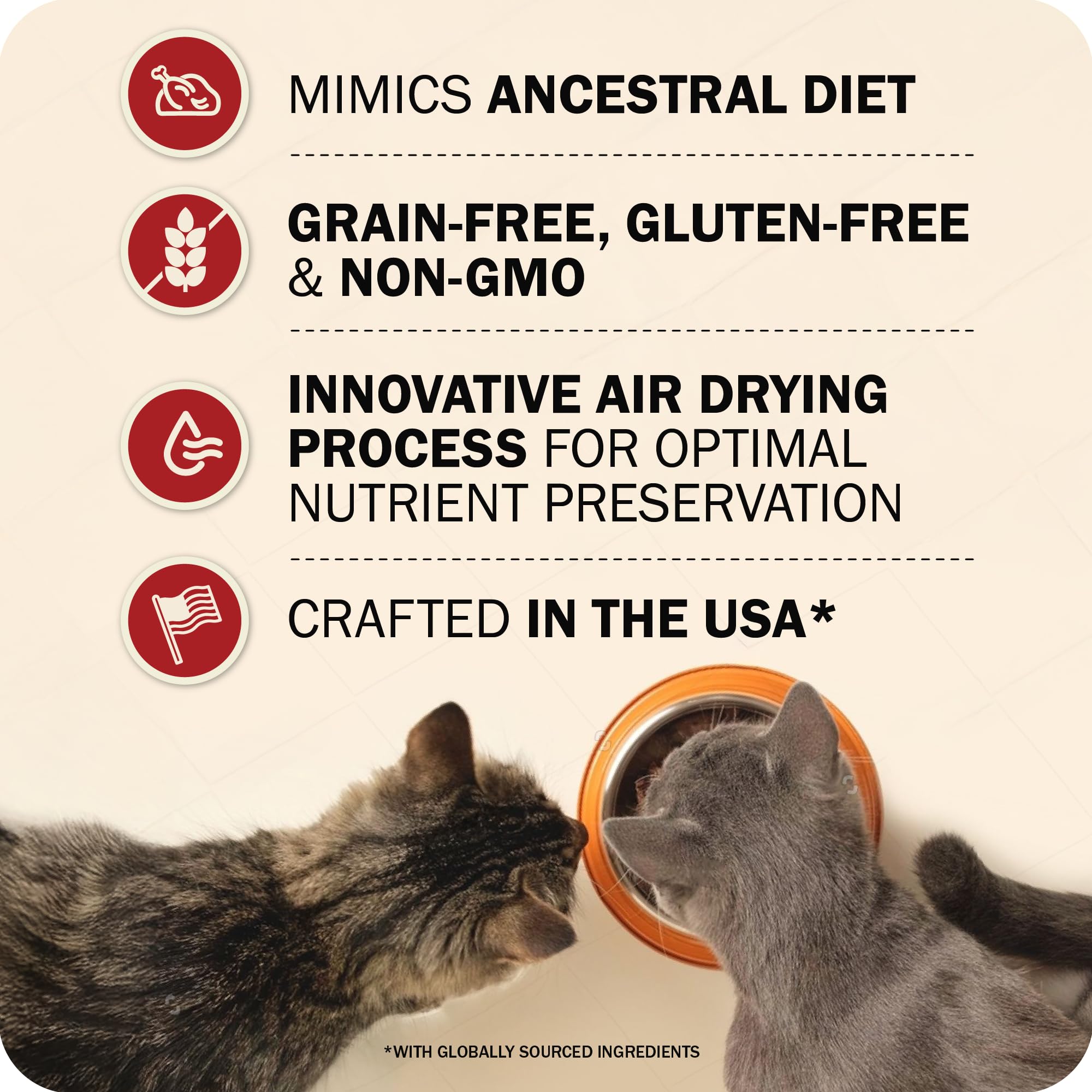 Redbarn Air Dried Powerfood for Cats with Real Chicken - Made in USA High Protein, Grain-Free Dry Cat Kitten Food Full Meal or T