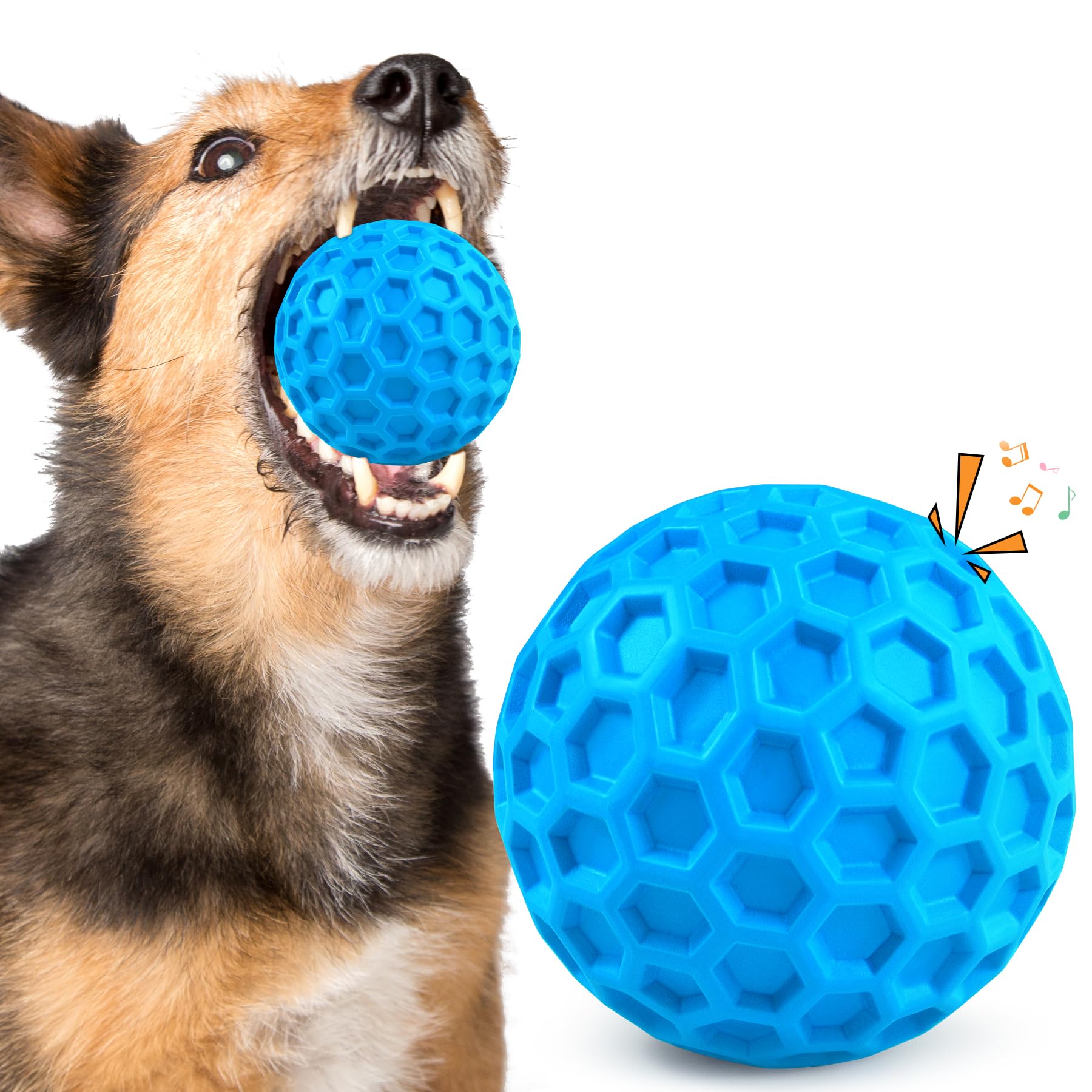 Zrifaqesw Squeaky Dog Toys For Aggressive Chewers, Indestructible Dog Balls For Aggressive Chewers, Squeaky Balls For Dogs, Inte