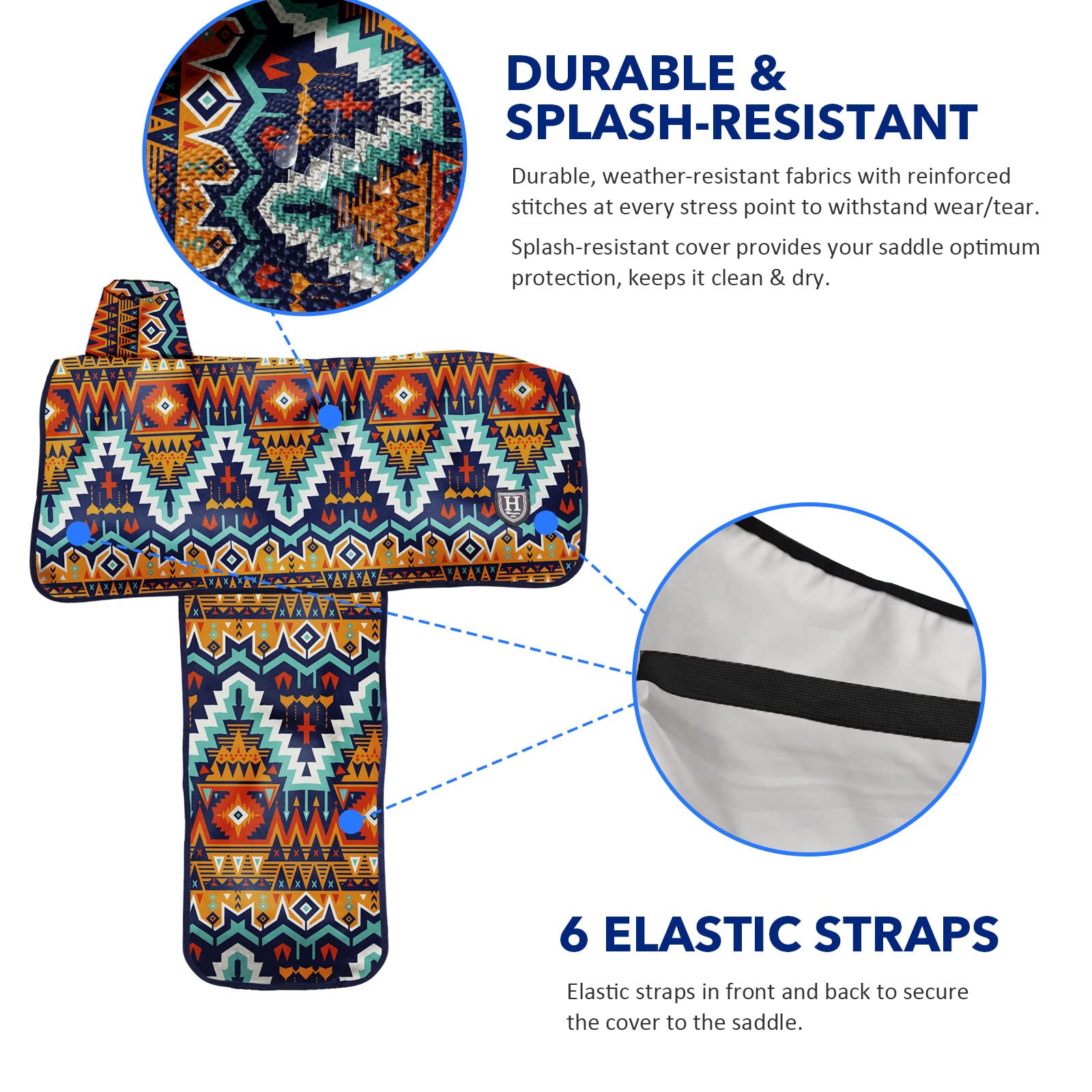 Harrison Howard Waterproof Western Saddle Cover - Tribal Vibe, Model WSCP0102, Stylish Prints for Pristine Saddle Protection