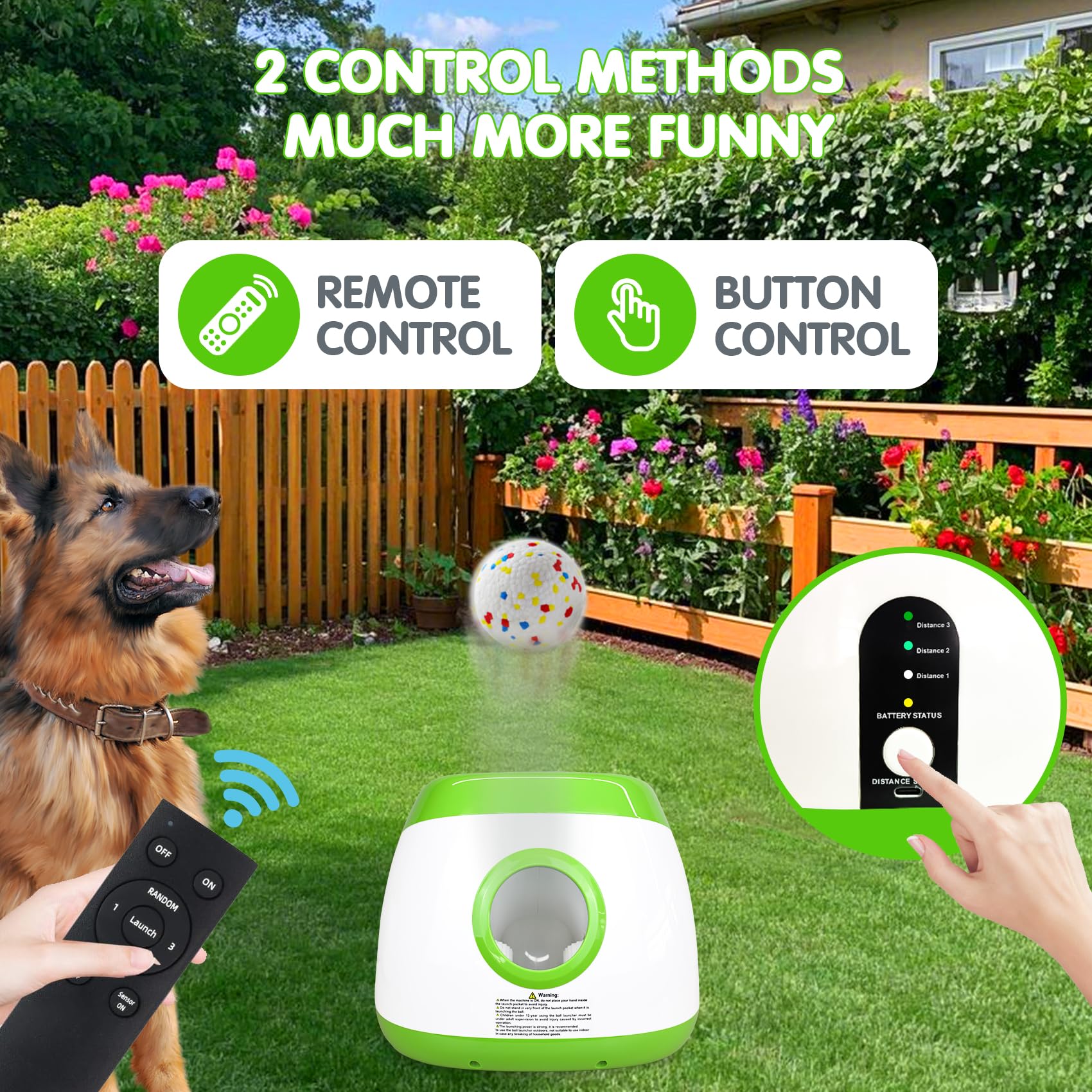 Mekaple Automatic Dog Ball Launcher, Upgraded Interactive Dog Balls Thrower With 3 Distance 29Ft-79Ft, Remote Control Ball Launc