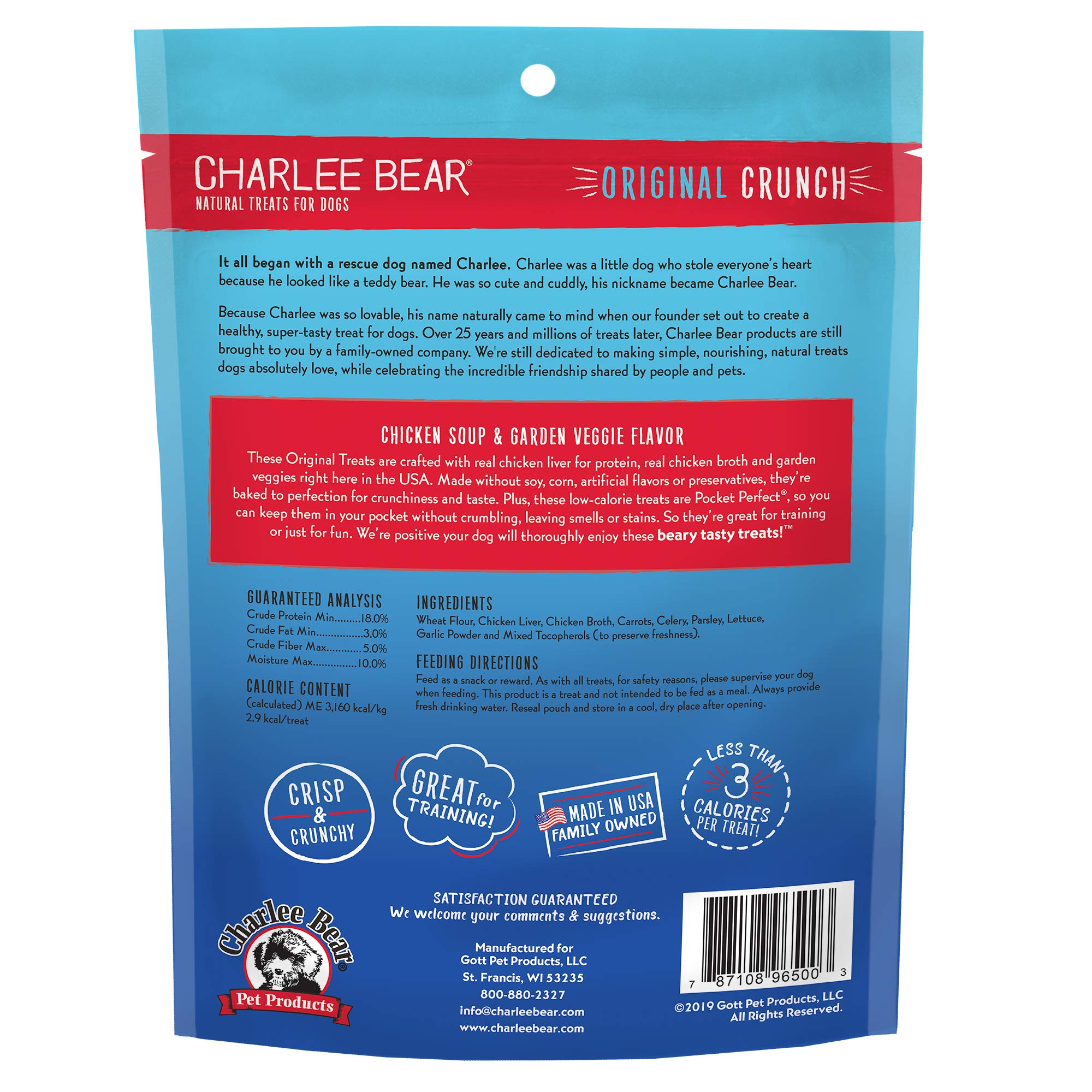 Charlee Bear Chicken Soup & Garden Veggie Dog Treats 16 oz. bag