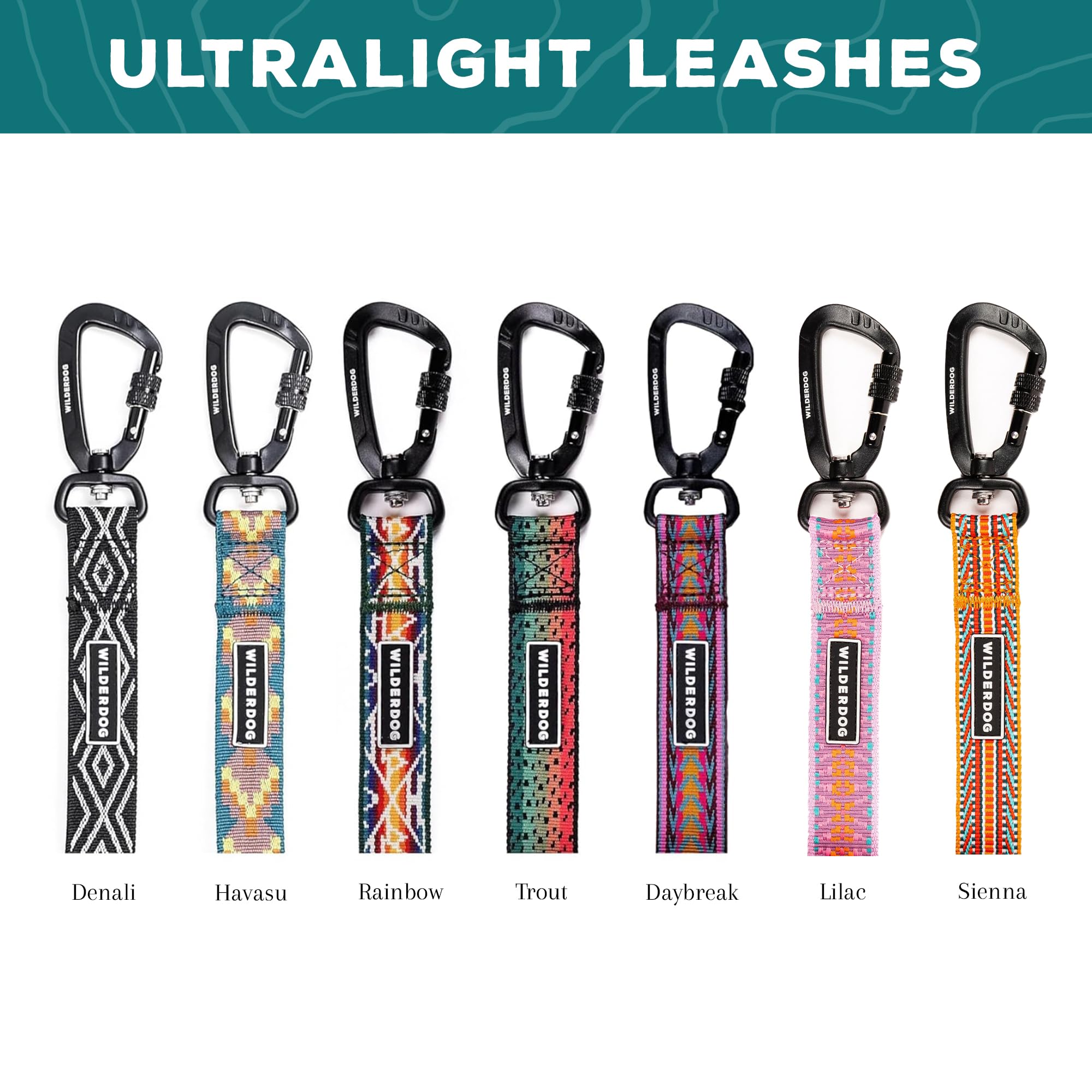 Wilderdog Ultralight Leash Series For Dogs 6 Ft Long And Only 3.75 Oz With Swiveling, Locking Carabiner Attachment And Lightly P