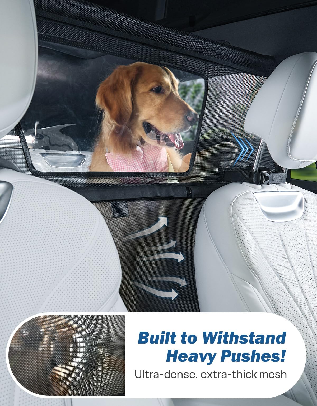Joytutus 56'' Wide Dog Car Barrier With Visual Window, Car Barrier For Suv Escape-Proof, Net For Car Cargo Behind Front Seats, V