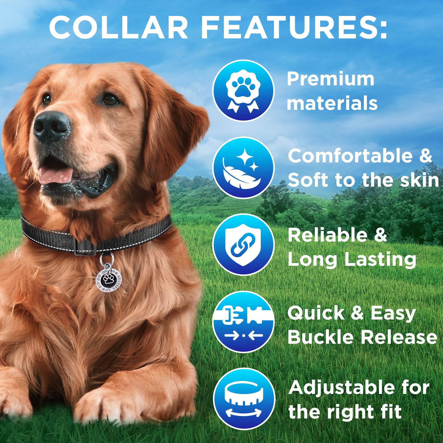 Teceum Reflective Pet Collar - Black - Xl - Extra Soft Padding - Basic Nylon Dog Collar - Quick Release Buckle - Fits Small, Med