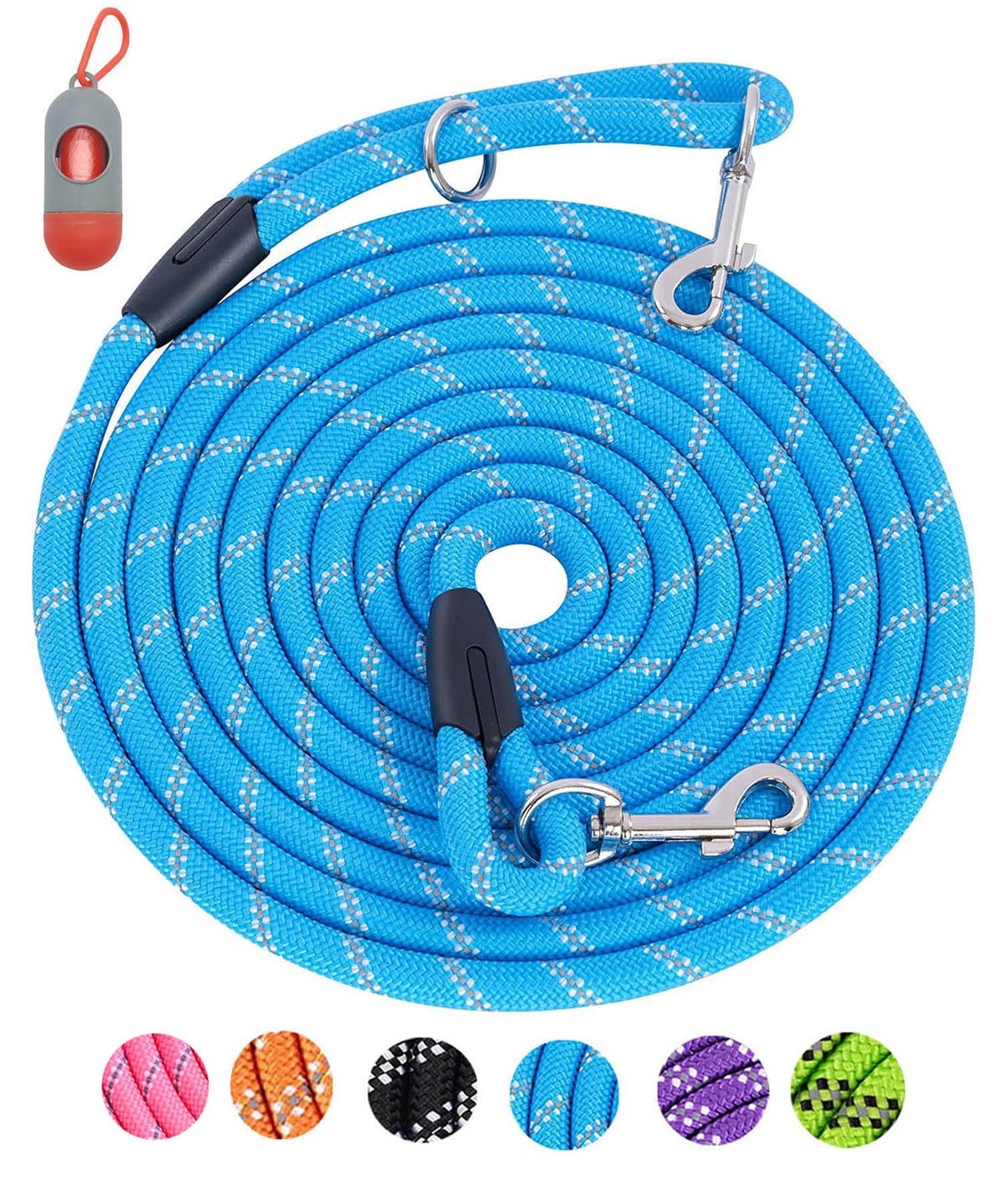 Long Dog Leash For Dog Training 20Ft, Heavy Duty Dog Lead For Large Medium Small Dogs Outside Walking, Playing, Camping, Or Yard, Blue