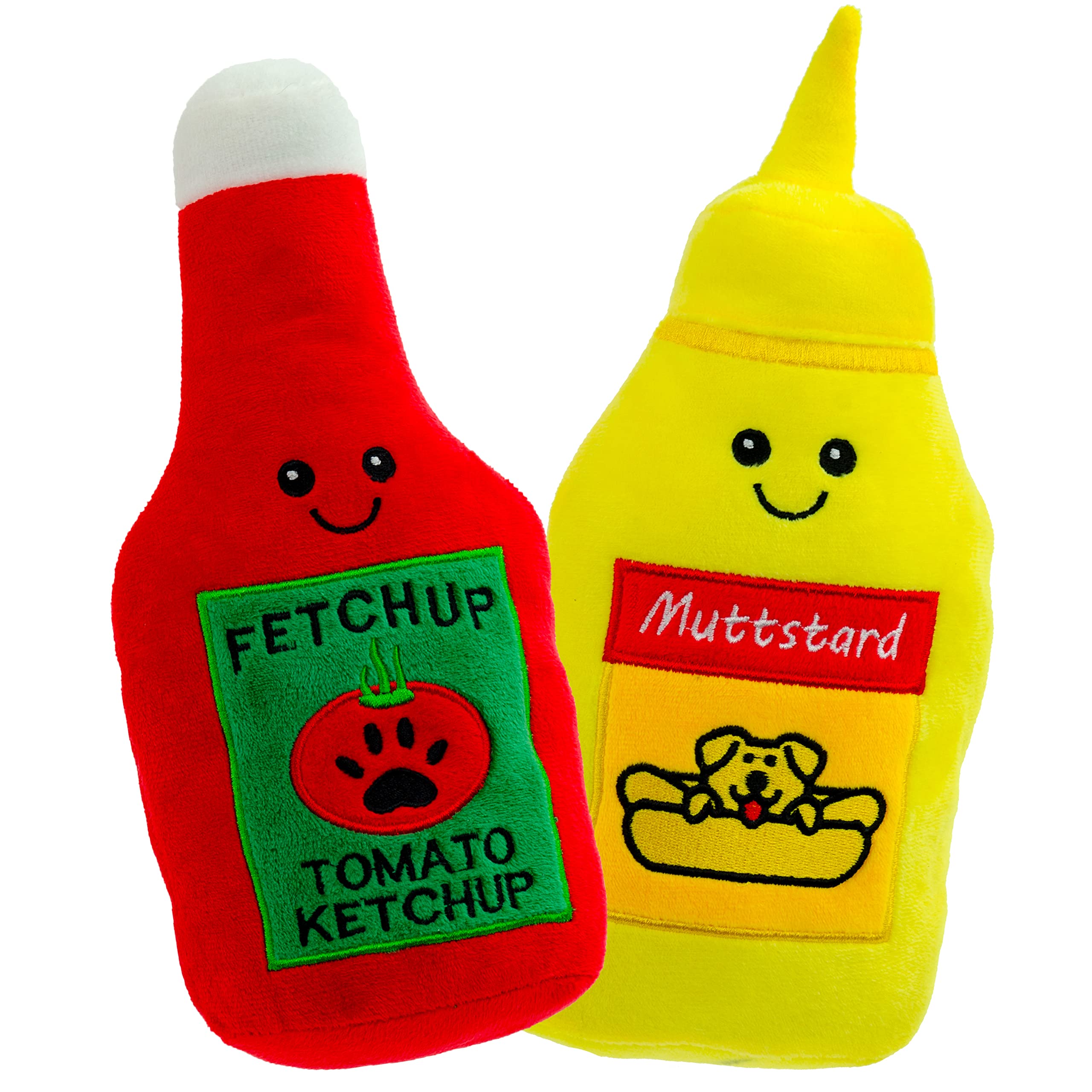 Giftable World Pet Plush Pet Toy Fruits, Cupcakes, Ice Creams, Mug With Squeaker Dog Chew Toy (10 Ketchup & Mustard)