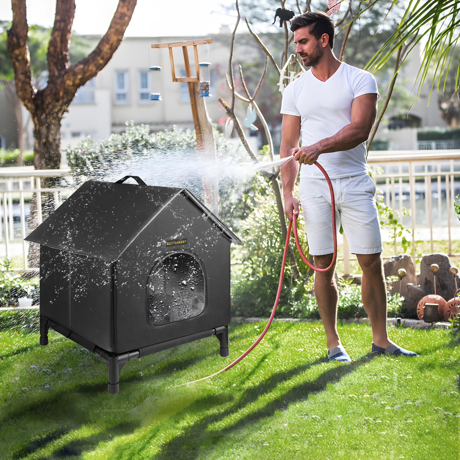 Rest-Eazzzy Cat House For Indoor And Outdoor Cats In Summer, Waterproof, Fully Insulated Shelter For Stray And Feral Cats, Great