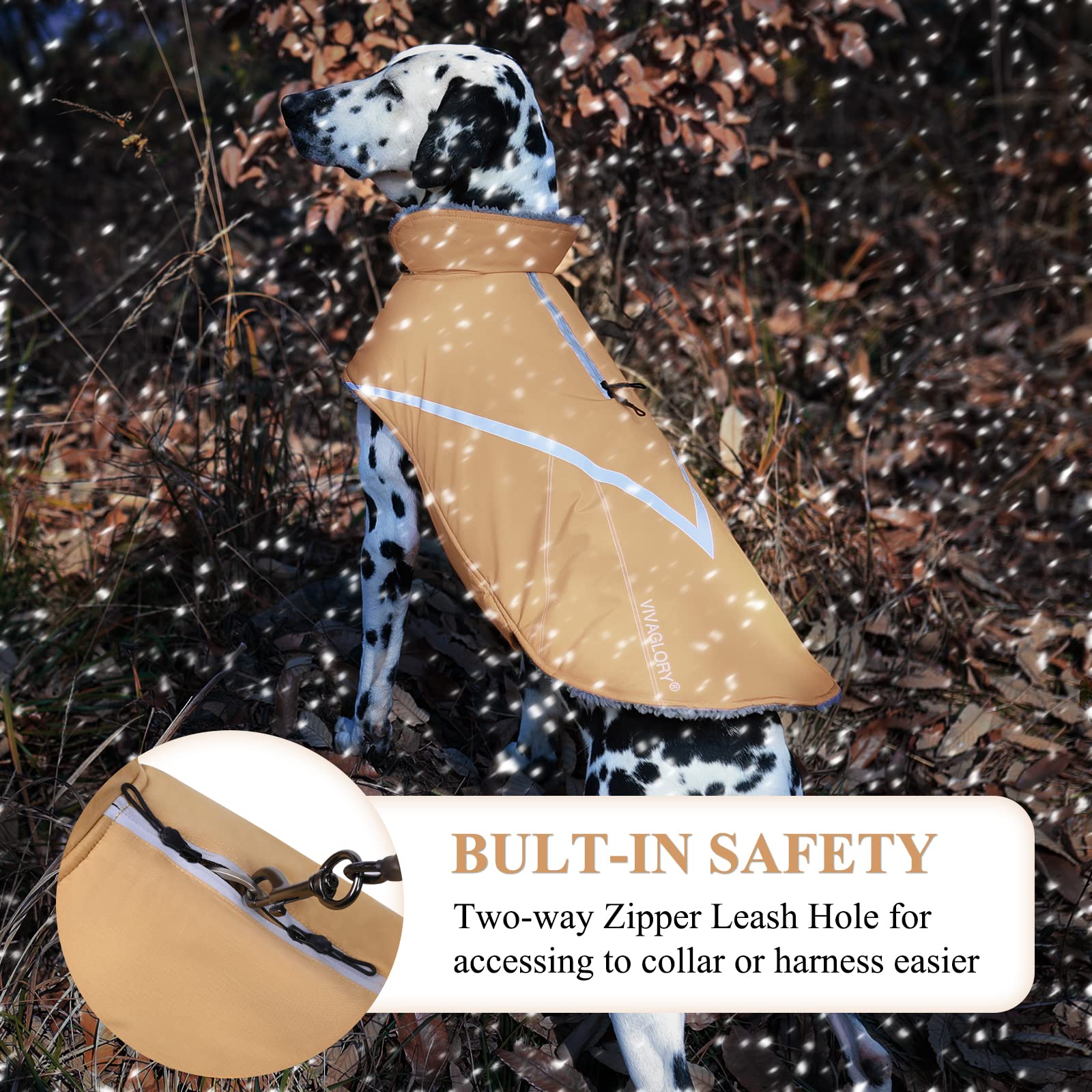 Vivaglory Warm Dog Fleece Vest Jacket With Two-Way Zipper Opening, Pet Jacket With Fleece Lining For Small Pets, Khaki Xxs