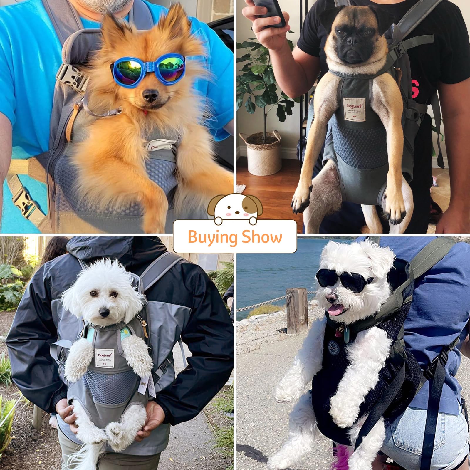 Dog Carrier Backpack, Pet Front Carrier Backpack Legs Out Dog Chest Carrier For Small Medium Dogs, Hands-Free Cat Backpack Carrier Dog Travel Backpack Airline Approved Hiking Bike Motorcycle