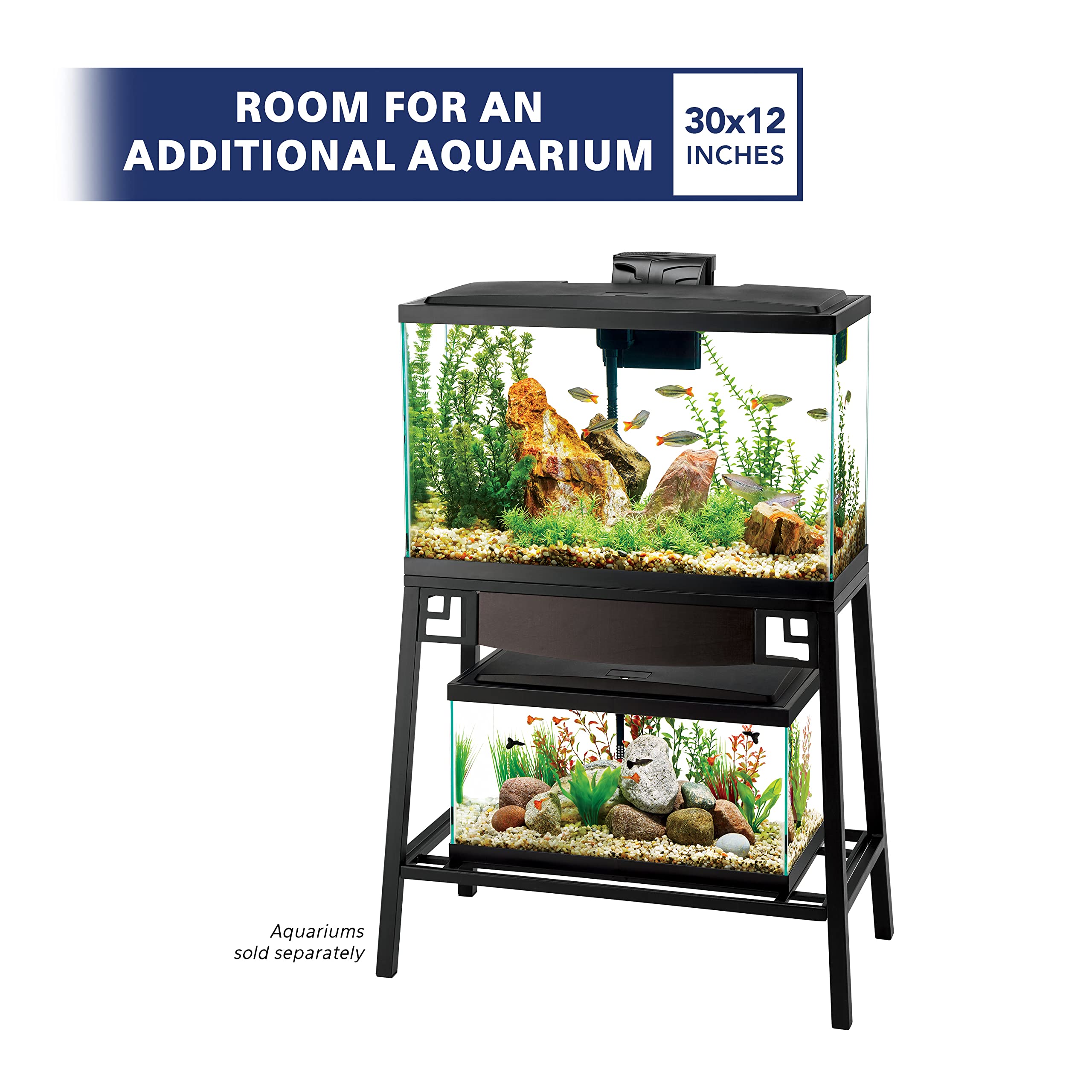 Aqueon Metal 20 Gallon Long/29 Gallon High Fish Tank Aquarium Stand, 30' L X 12' W X 28.25' H