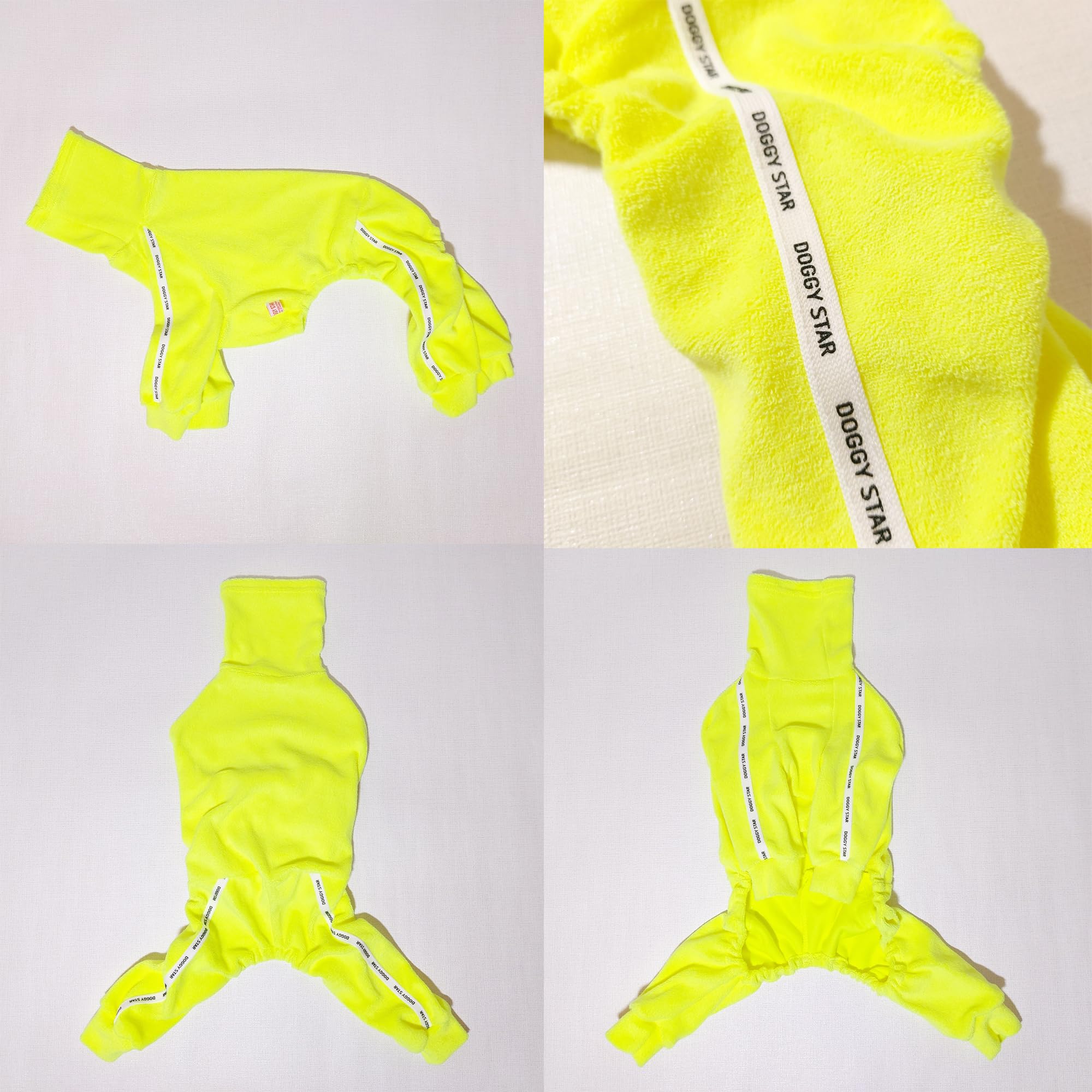D Doggy Star Italian Greyhound Clothes Stretchy Towel Sports Onesie Outfit Whippet For Dog Coat (2Xl,Twl Neonyellow)