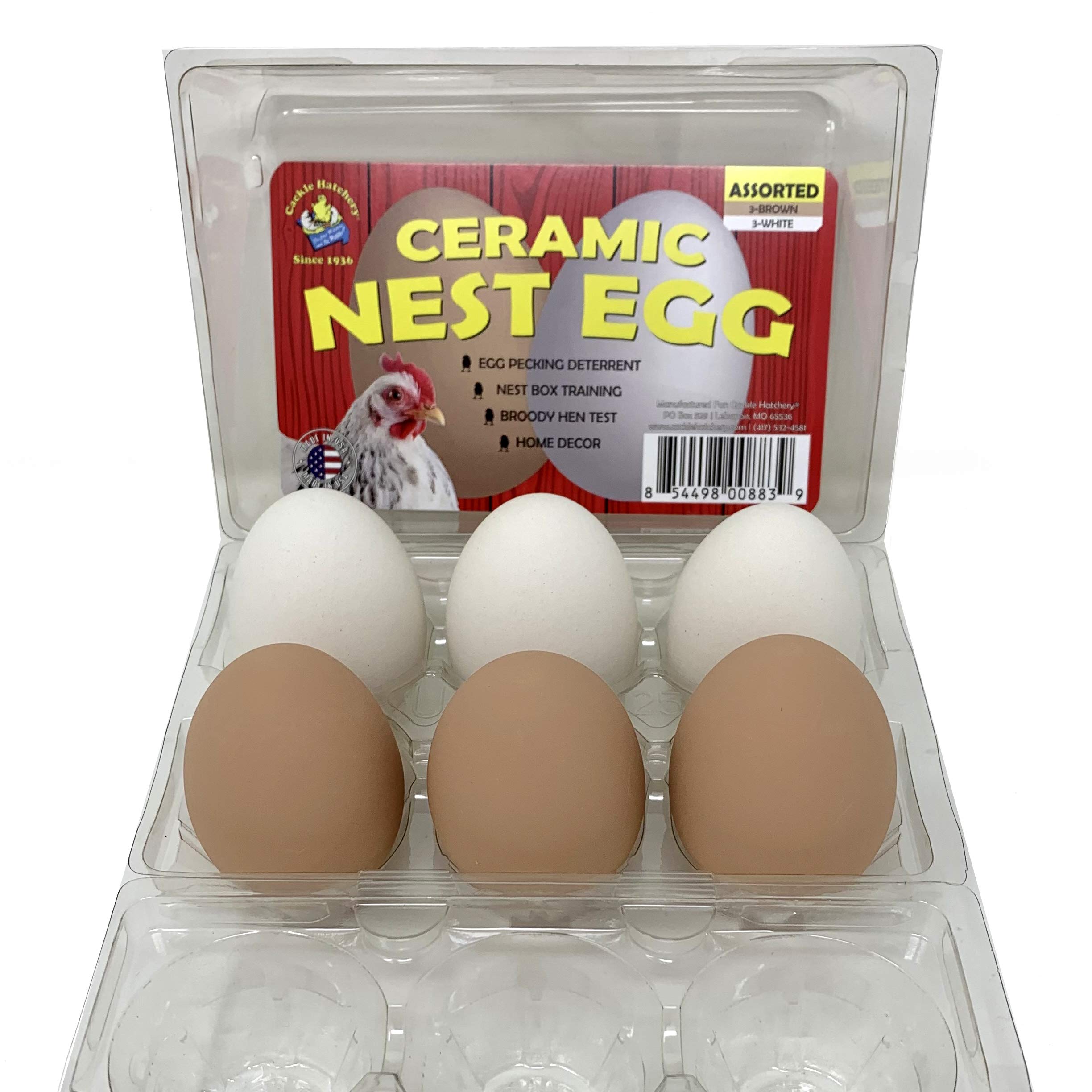 Cackle Hatchery Ceramic Nest Eggs (6Ct) (Assorted - Brown & White)