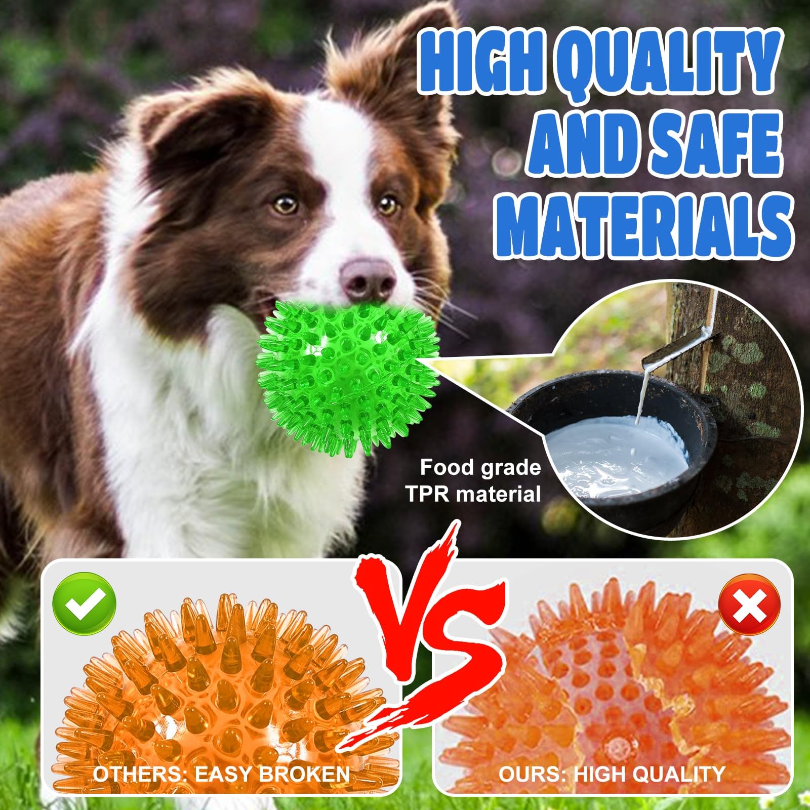 Jlvauvt 4.5    Light Up Squeaky Dog Balls: Led Spikey Dog Balls For Aggressive Chewers Chew Toys For Teething