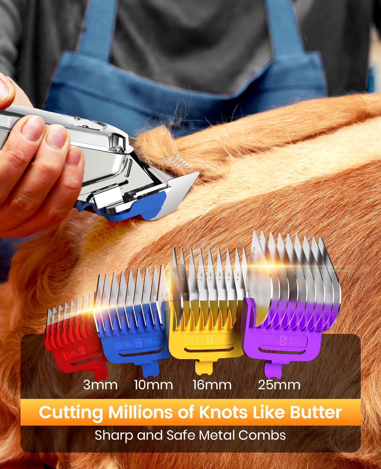 oneisall Pet Clippers for Grooming Professional,Cordless/Rechargeable Dog Grooming Kit with Detachable Metal Combs, Low Noise He
