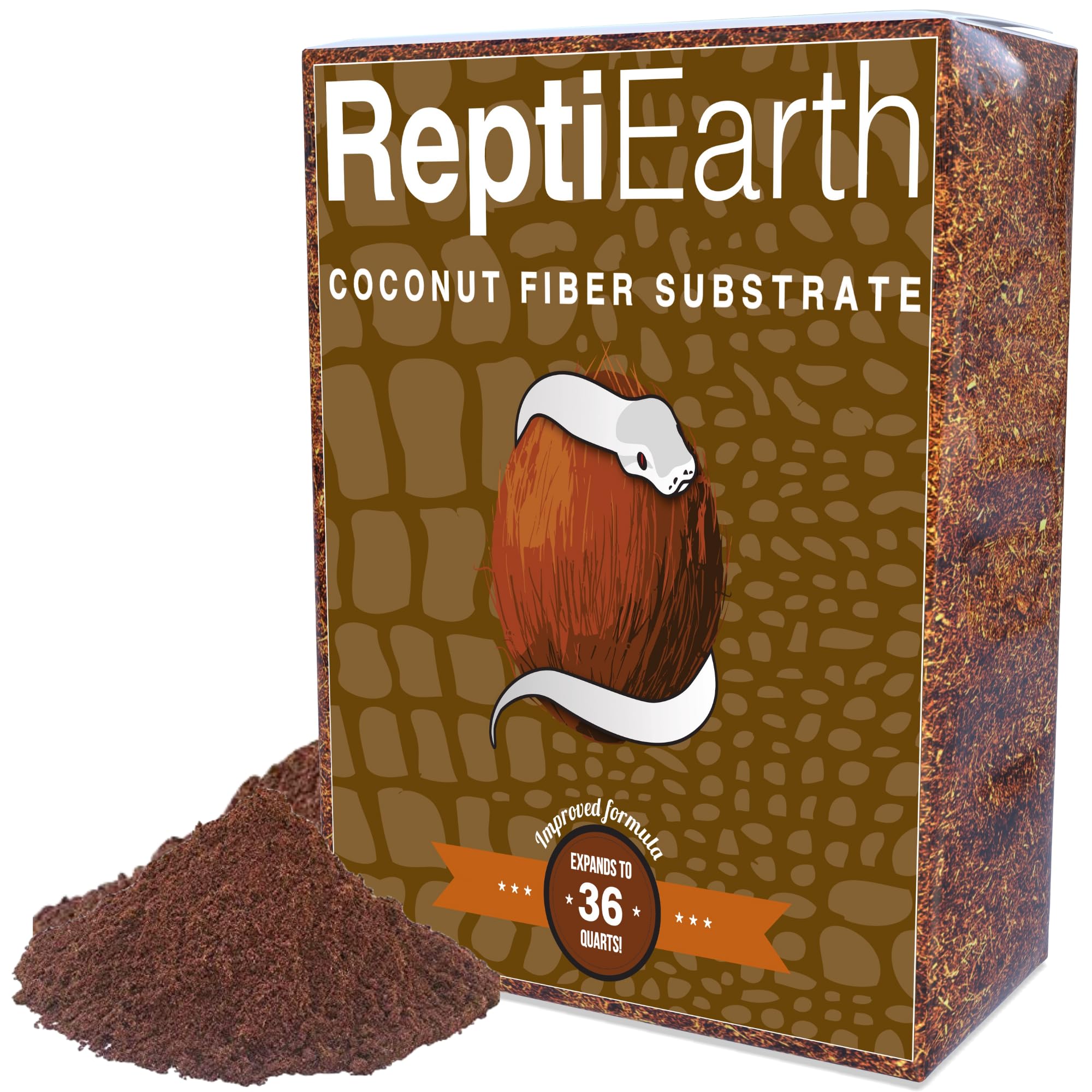 Reptiearth Reptile Bedding, Fluffy Coconut Fiber Substrate 36 Quart Organic Coco Ready To Use For Bioactive Snake Terrarium, Liz
