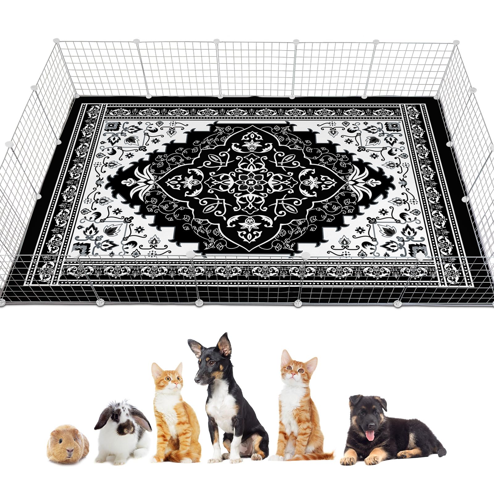 Glittme Rabbit Cage Liners 91x 63Reusable and Washable Bunny Mats Super Absorbent Dog Whelping Pads with Non-Slip Bottom for Sma