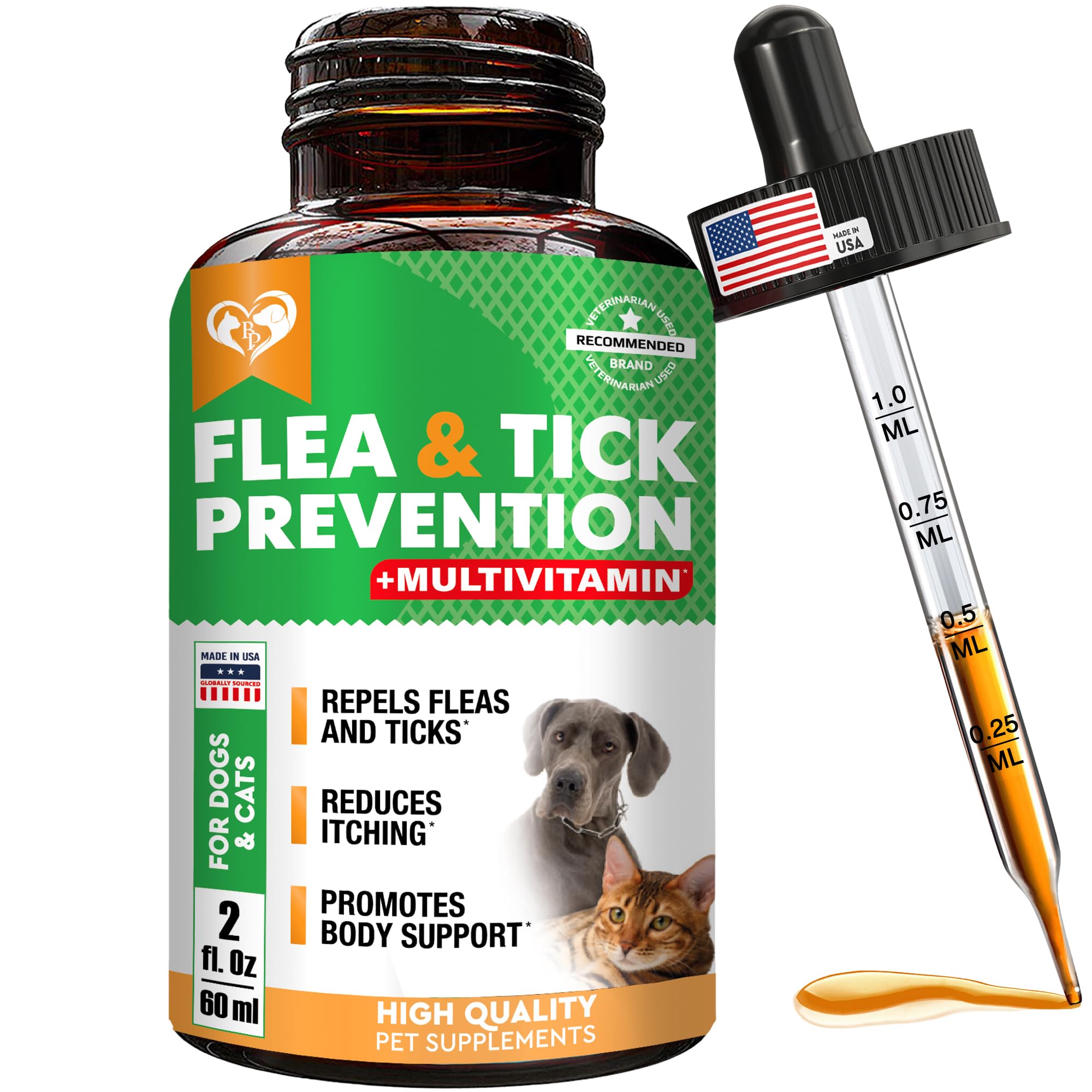 Oral Flea & Tick Prevention for Dogs and Cats - Natural Flea Control and Medicine & Treatment for Small and Large Dogs - Multivi