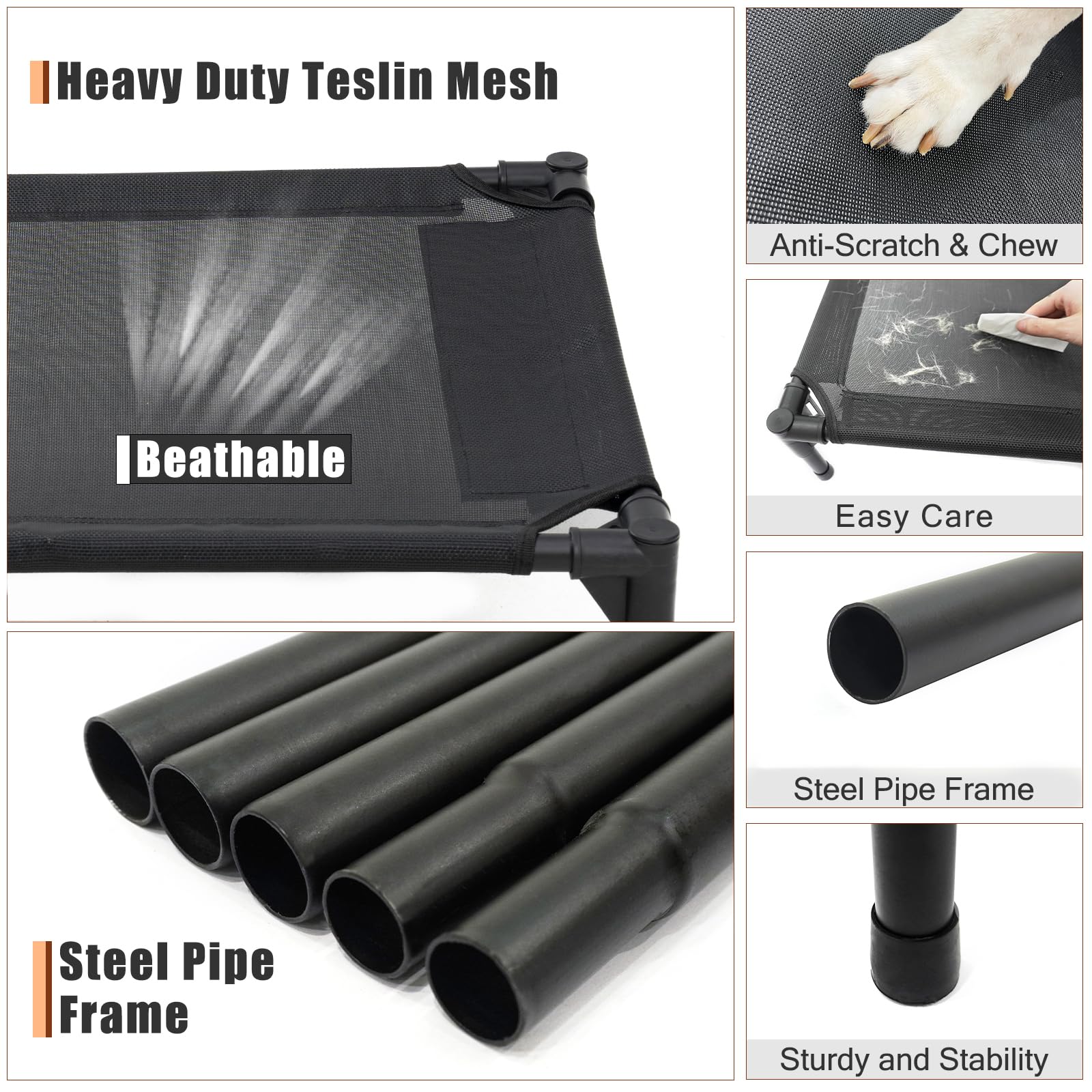 Garnpet Xl Elevated Dog Bed For Large Dogs, Extra Raised Dog Cot Beds, Heavy Duty Pet Cots With Durable Supportive Teslin Recycl