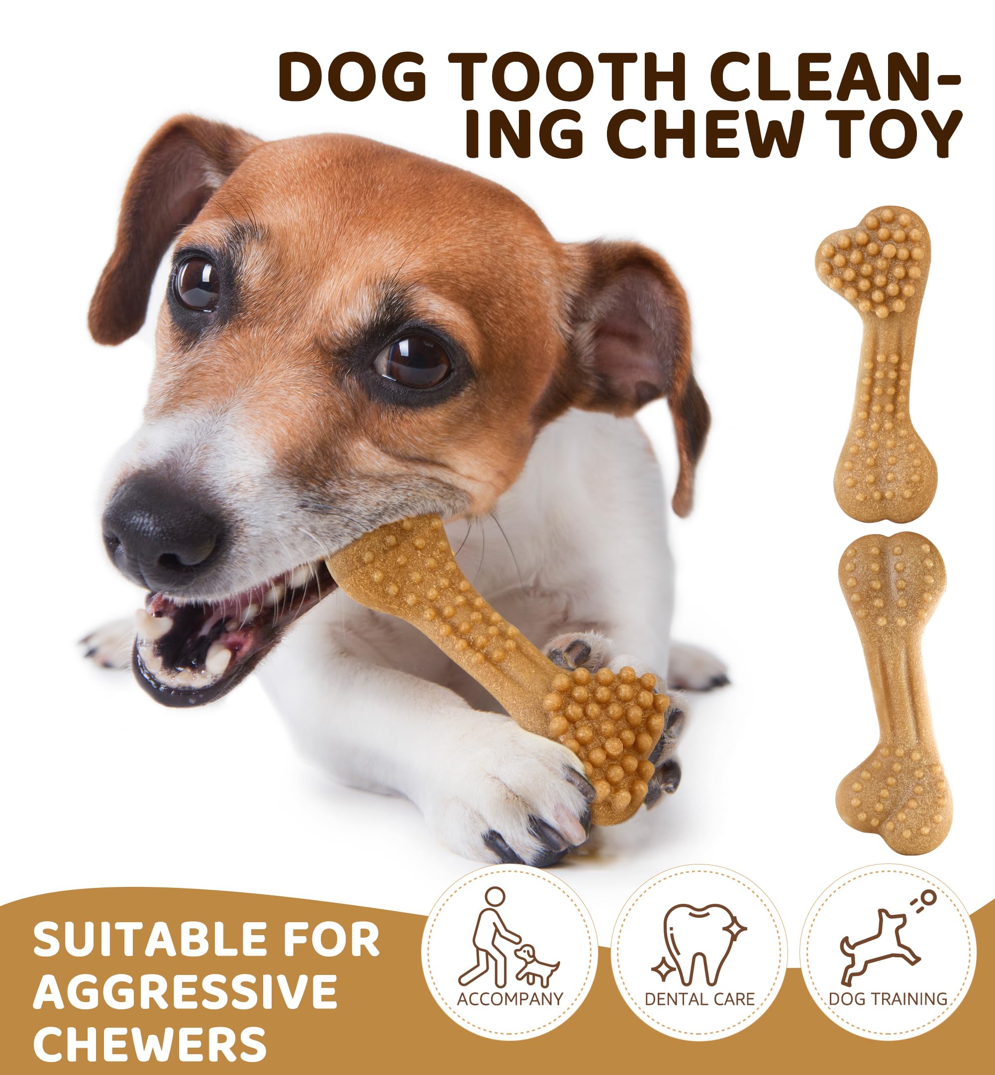 Iptpas Durable Dog Chew Toy For Aggressive Chewers, Tough Tpr Bone-Shaped Dental Toy For Teeth Cleaning, Anxiety Relief, And Bor