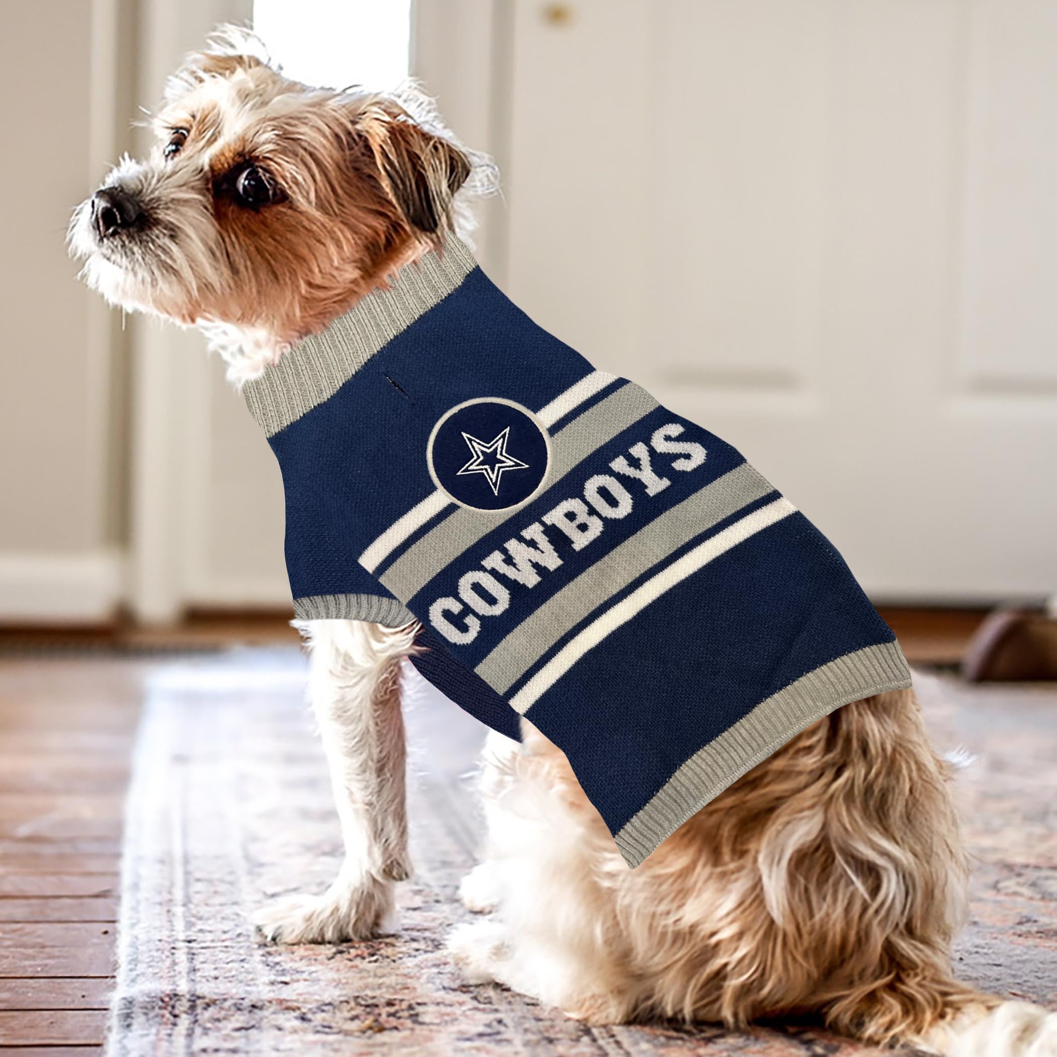 Pets First Nfl Dallas Cowboys Dog Sweater, Size Small. Warm And Cozy Knit Pet Sweater With Nfl Team Logo, Best Puppy Sweater For