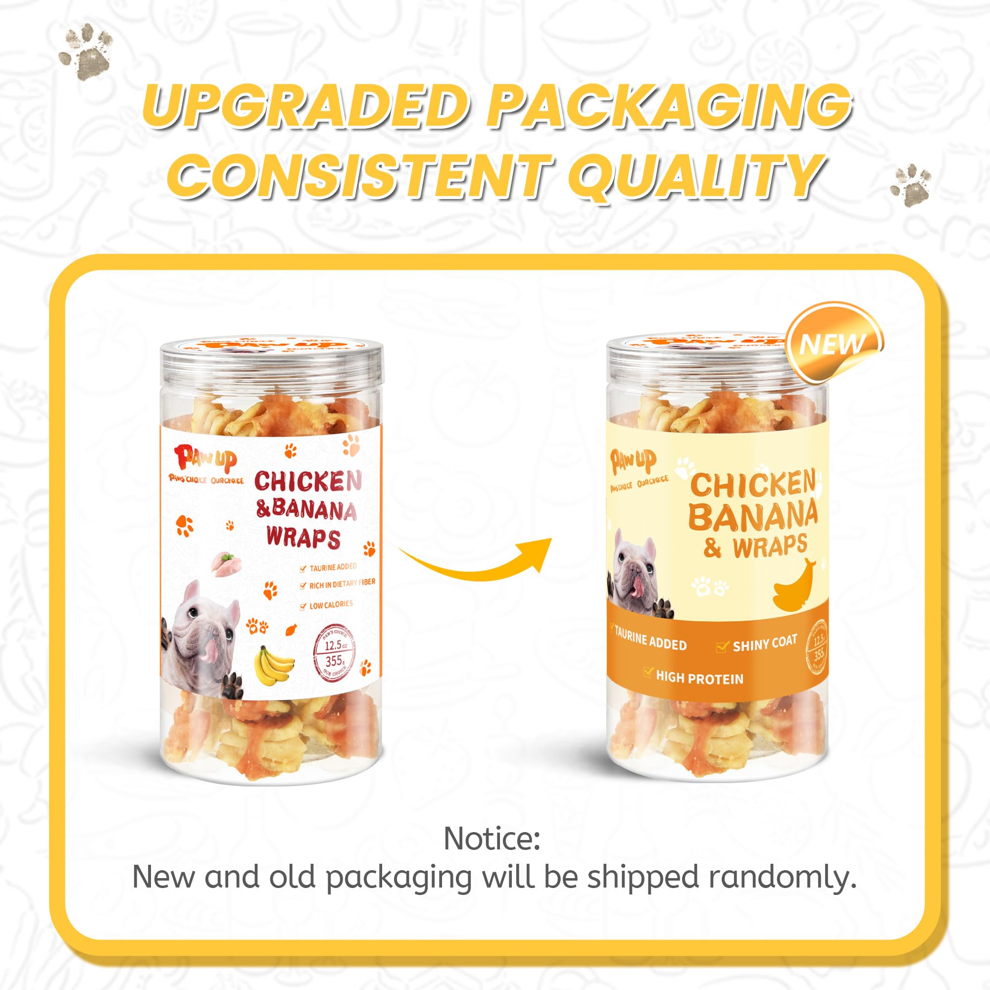 PAWUP Dog Treats Chicken Wrapped Banana Slices, Rawhide & Gluten Free, 12.5 oz Chewy Training Treats for Small to Large Dogs