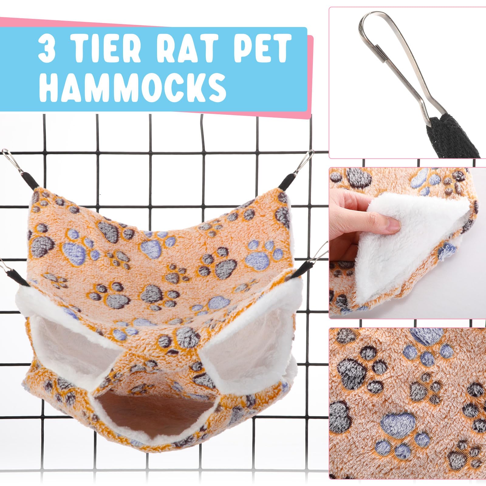 Abbylike 9 Pieces Rat Hammock Guinea Pig Ferret Hammocks Small Pet Hanging Tunnel Glider Toy Guinea Pig Ferret Hideout Bed Cage