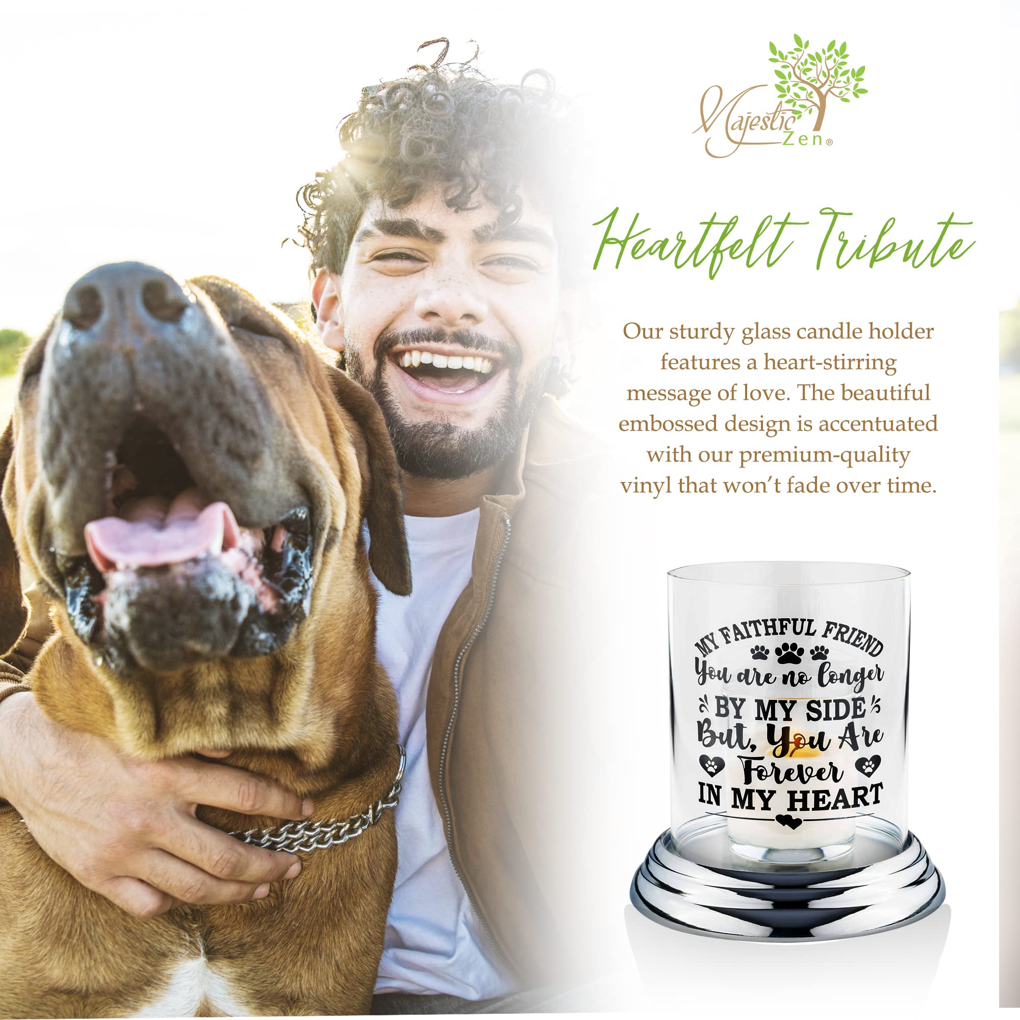 Memorial Candle Holder For Loss Of Dog - Memory Candle Holder For Dogs Who Died - Loss Of Dog Sympathy Gift, Dog Passing Away Gifts, Dog Memorial Gifts - Unique Pet Memorial Gifts For Dog Lovers