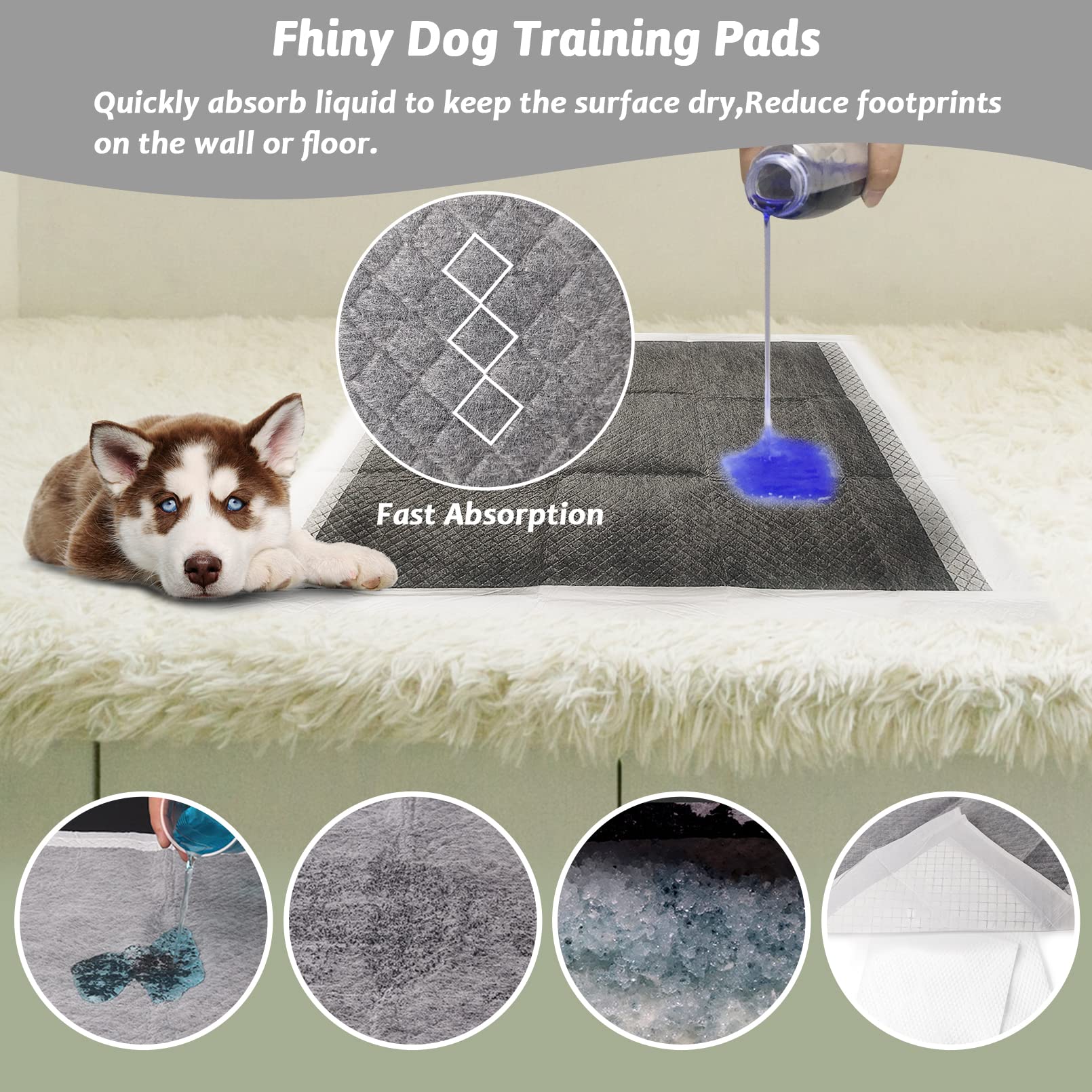 Fhiny Rabbit Pee Pads, 13'' x 18'' 100 PCS Disposable Bunny Pads Charcoal Leak-Proof Super Absorbent Potty Training Pad with Qui