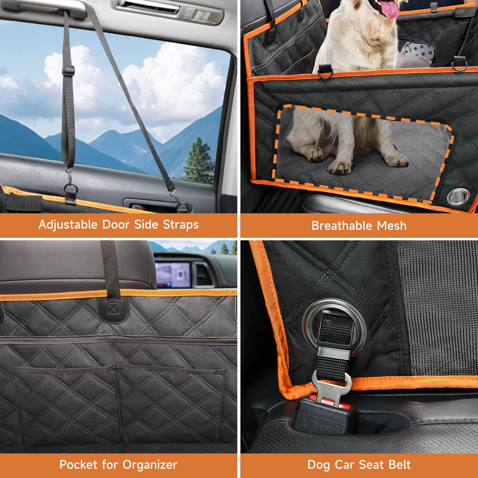 Petizer Dog Car Seat For Medium/Large Dogs, Hard Bottom Back Seat Extender For Dogs, Waterproof Dog Car Seat Cover For Back Seat