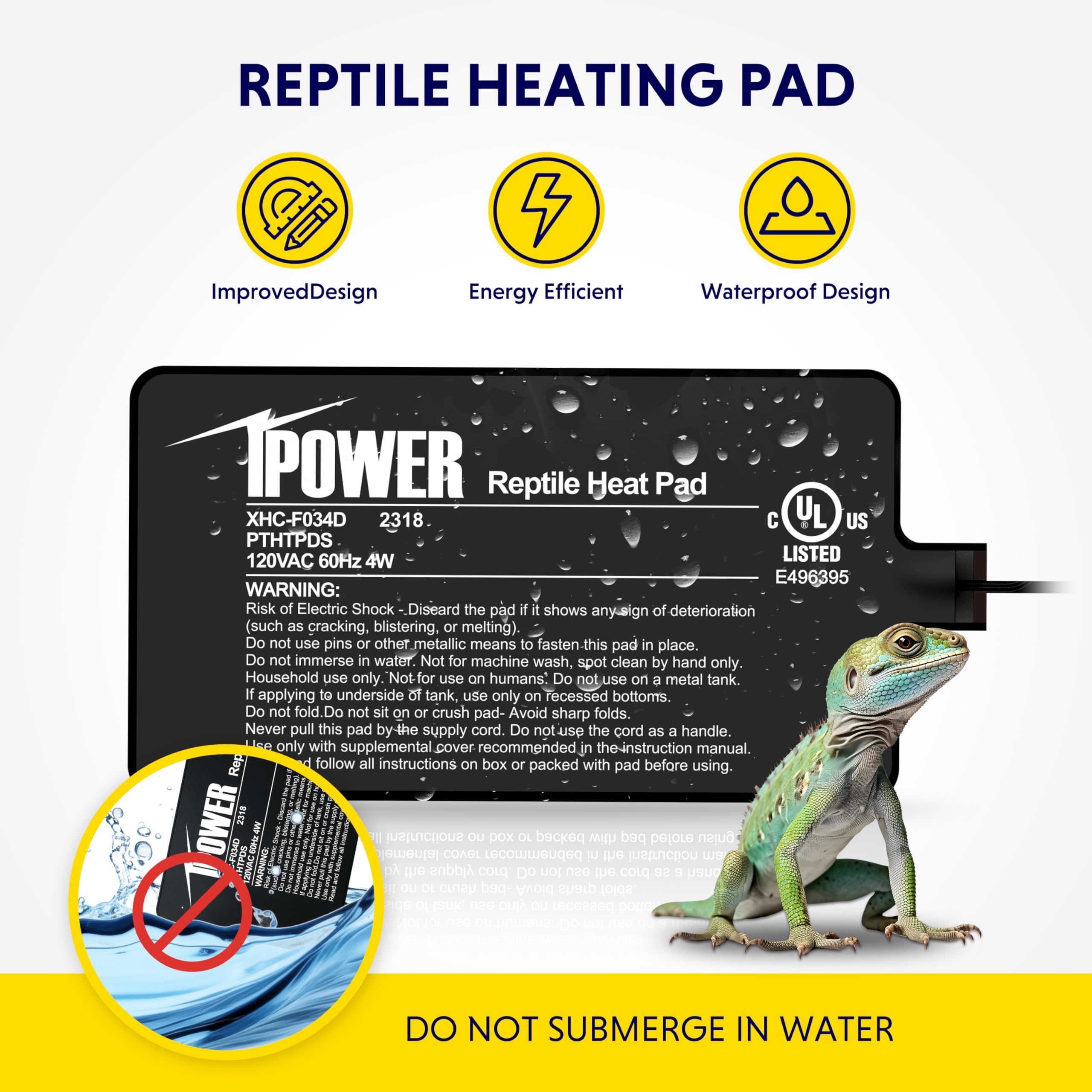 Ipower 4X7 Inch Reptile Heat Pad Under Tank Heater Terrarium Warmer Heating Mat For Turtles Lizards Frogs And Other Small Animal