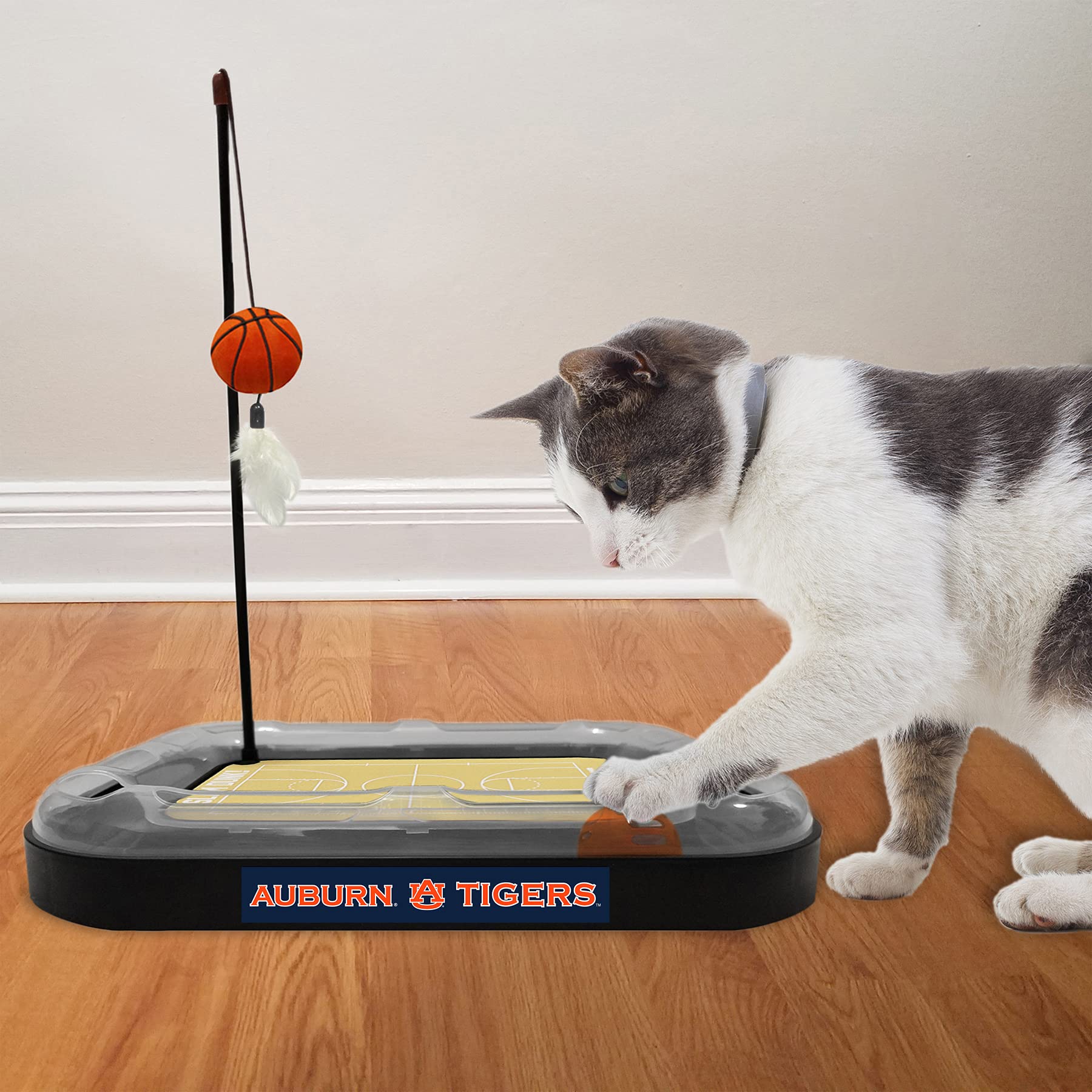 Cat Scratcher Ncaa Auburn Tigers Basketball Court Cat Scratcher Toy With Catnip Filled Plush Basketball Toy & Feather Cat Toy Ha