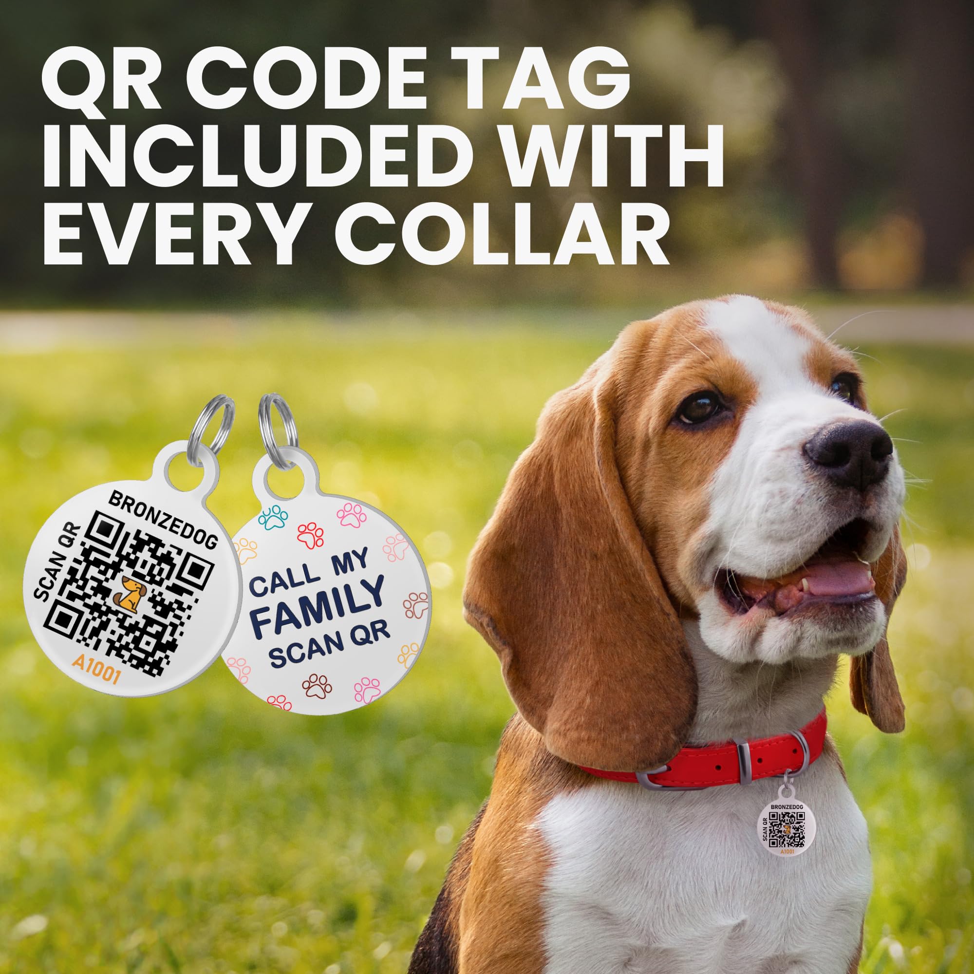 Bronzedog Rolled Leather Dog Collar For Small Medium Large Dogs With Qr Id Tag (L: 16-18 Inch, Scarlet Red)
