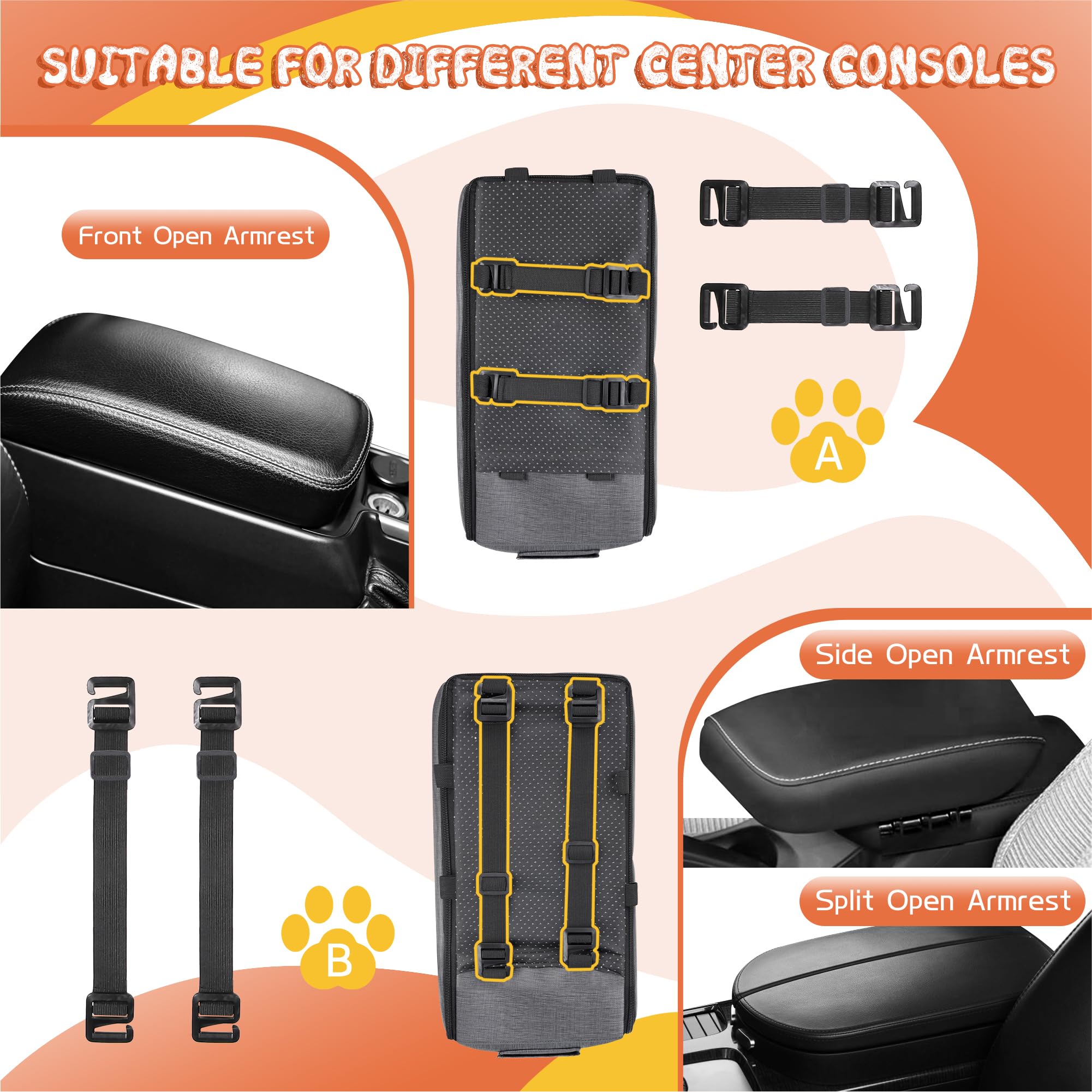 Woyyho Center Console Dog Car Seat Waterproof And Easy Clean Dog Car Seat For Small Dogs Thickened Pu Leather Dog Car Seat With Adjustable Safety Belt (Up To 14 Lbs), Grey