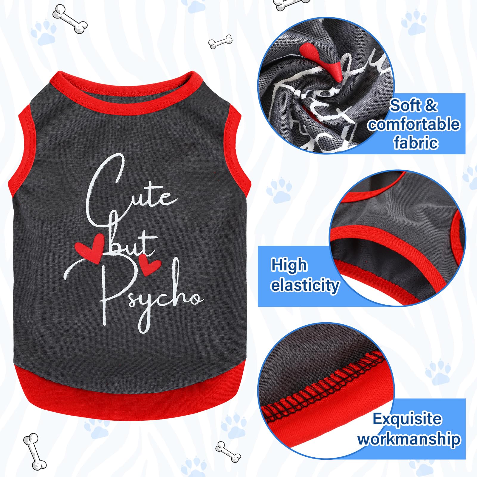 Saintrygo 8 Pieces Dog Shirts Pet Printed Clothes with Funny Letters Summer Pet T Shirts Cool Puppy Breathable Dog Outfit Soft S