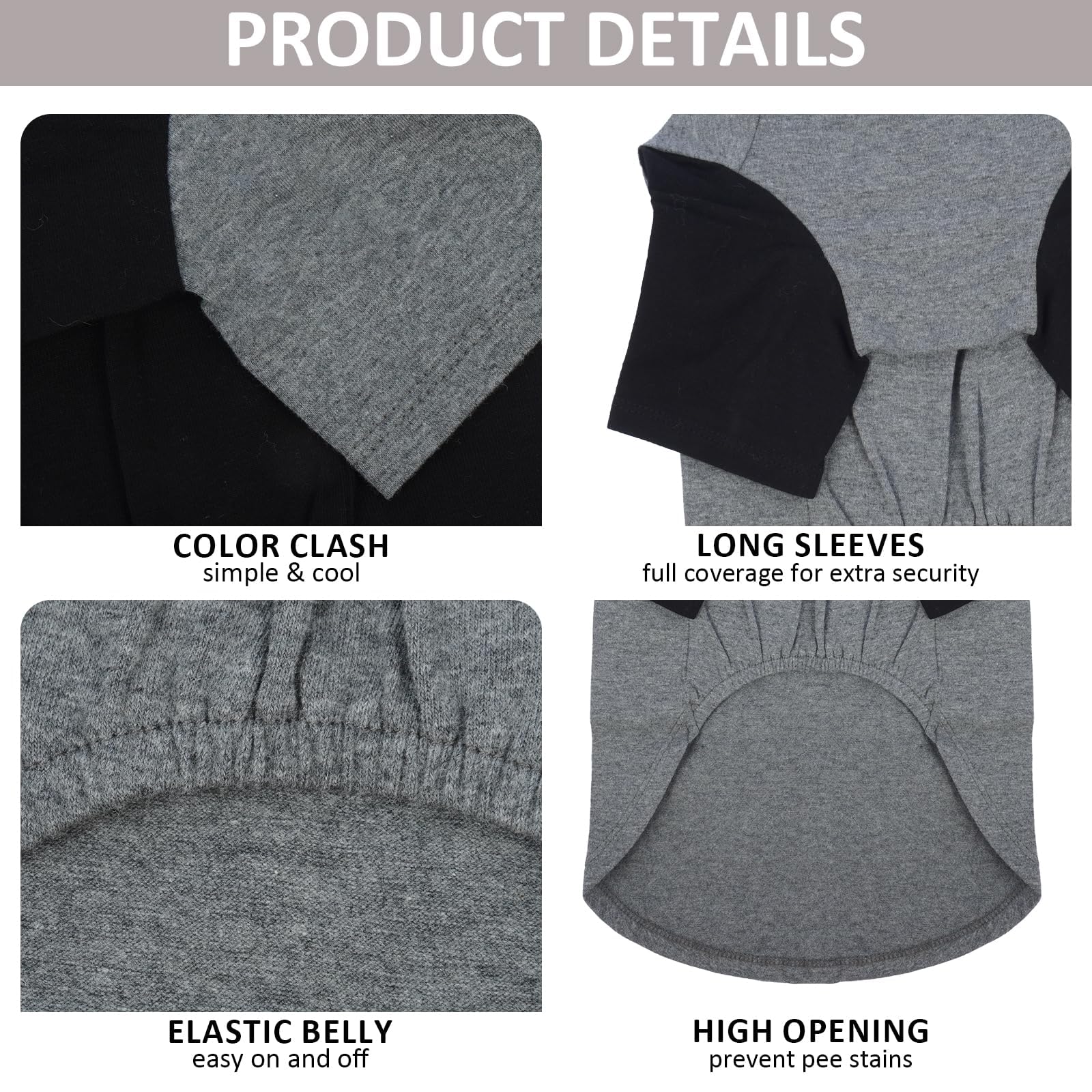 Ikipuko 2 Pack Large Dog Shirts For Summer - Stretchy Breathable Cotton T-Shirt For Dogs, Protect Skin Easy On And Off Clothes F