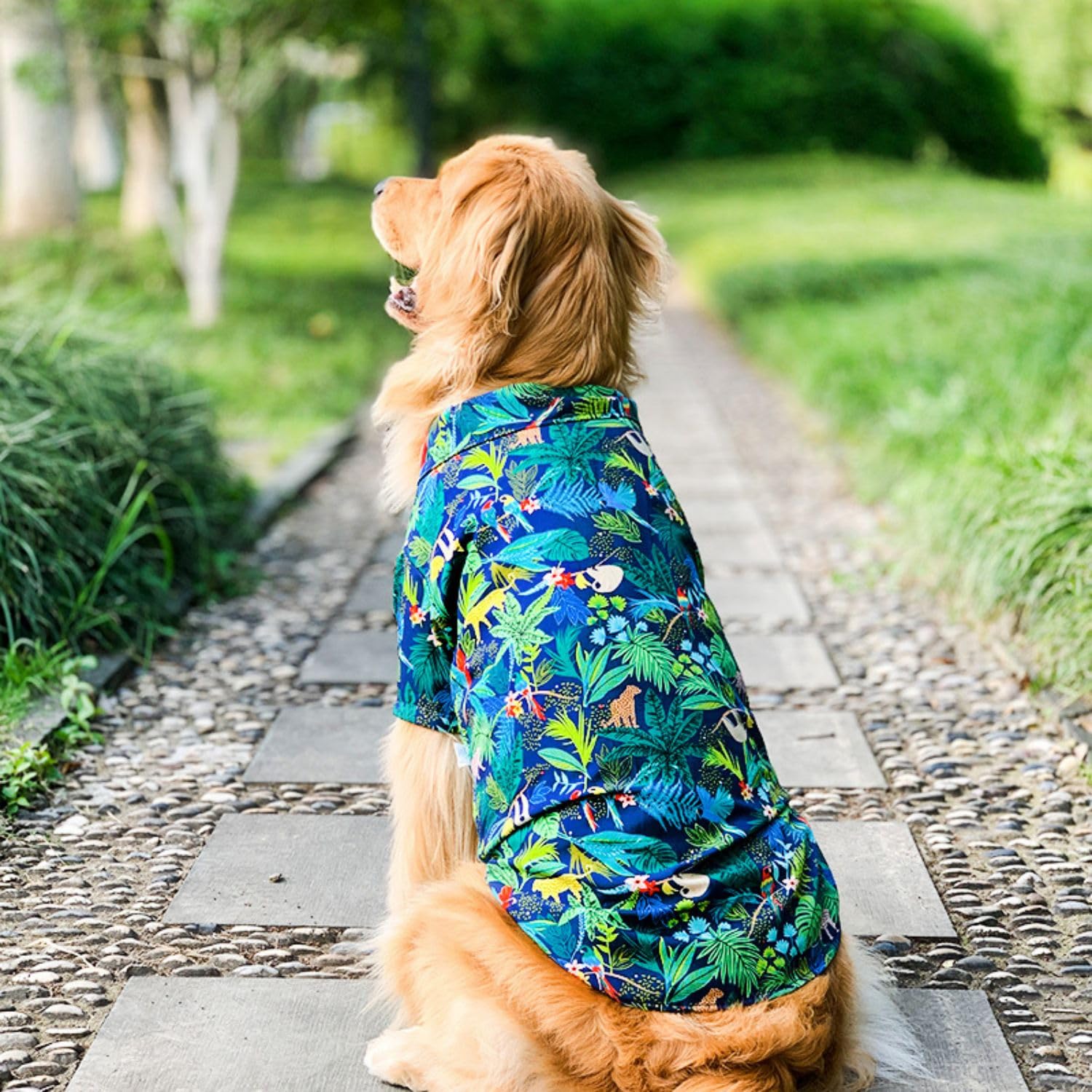 Harikaji Dog Hawaiian Shirt, Summer Pet Clothes Large Dog Cool Costume Beach T-Shirt For Medium Large Dog (Navy,3Xl)