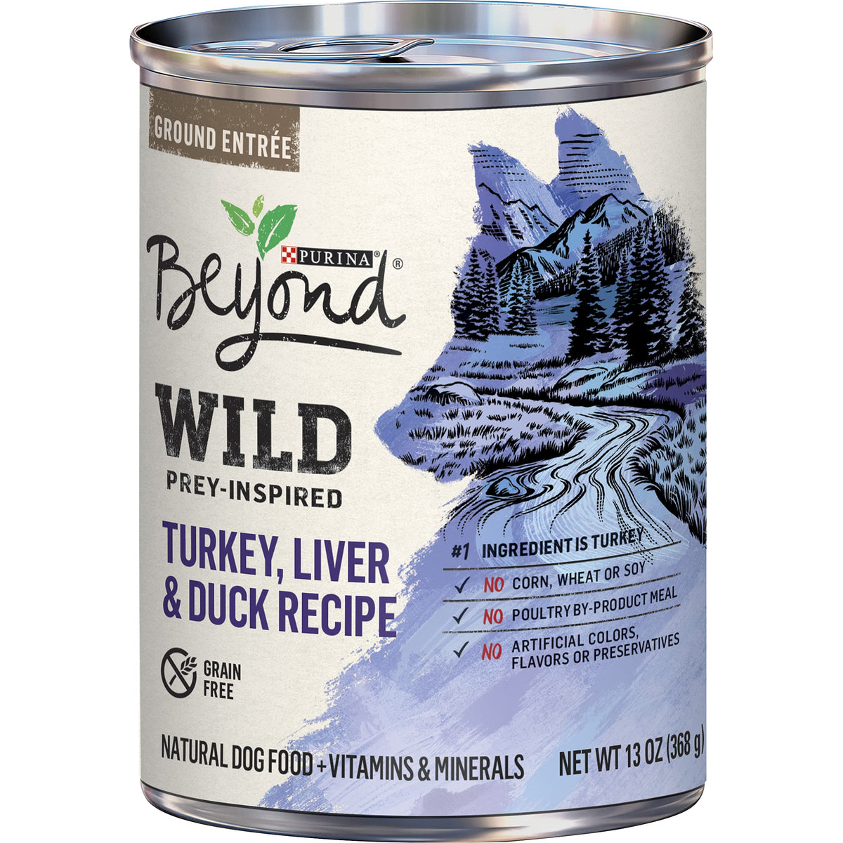 Purina Beyond High Protein, Grain Free, Natural Pate Wet Dog Food, Wild Turkey, Liver & Duck Recipe - (12) 13 Oz. Cans