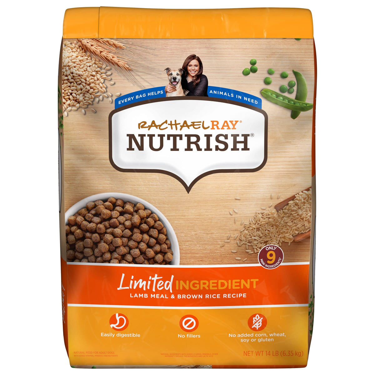 Rachael Ray Nutrish Limited Ingredient Lamb Meal & Brown Rice Recipe, Dry Dog Food, 14 Pound Bag (Packaging Design May Vary)