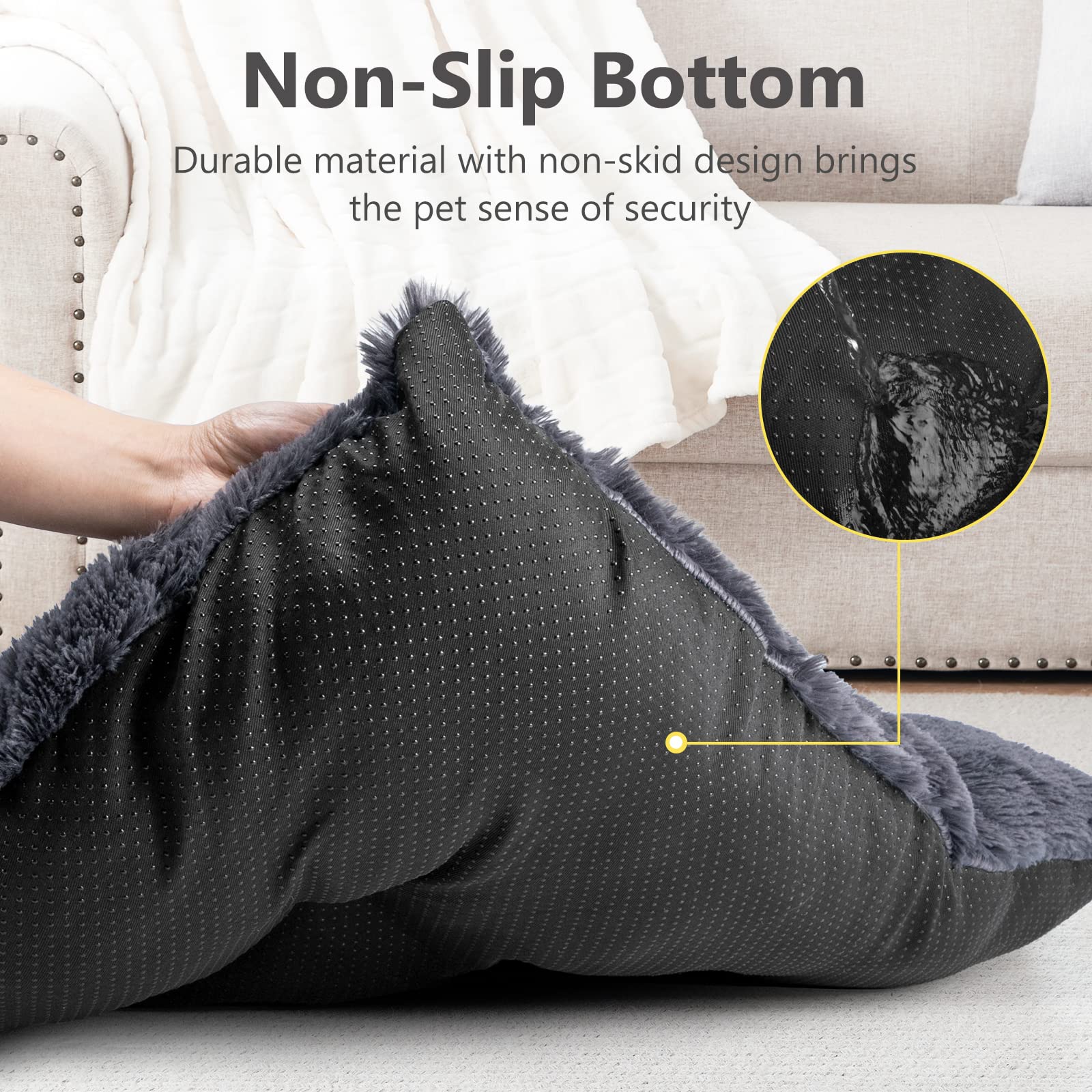 Joejoy Dog Bed Crate Pad, Deluxe Plush Washable Dog Beds Fulffy Soft Kennel Pad Anti-Slip Pet Sleeping Mat For Medium Small Dogs