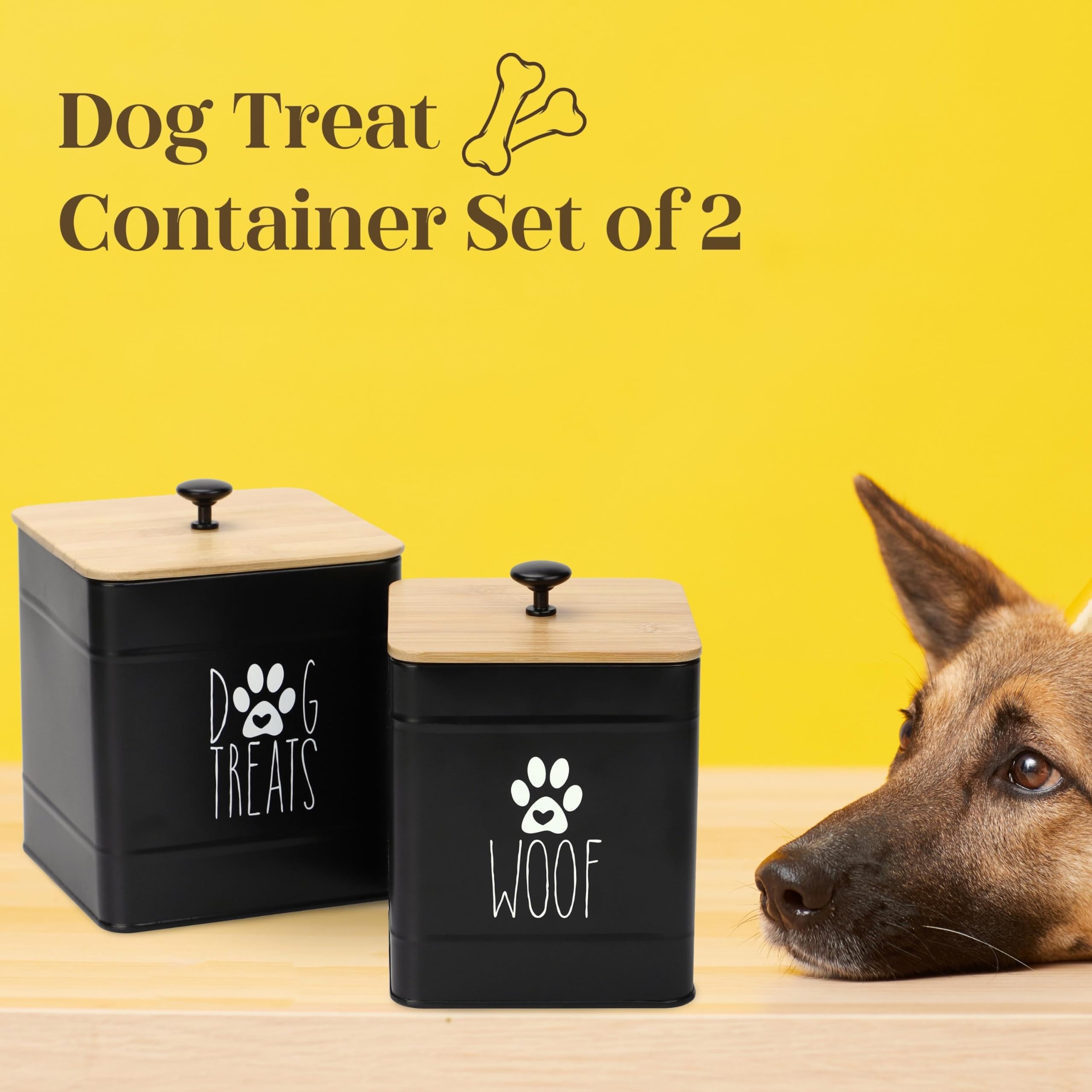 PERFNIQUE Dog Treat Container, Dog Treat Jar Set of 2 with Airtight Lid, Dog Cookie Jar for kitchen Counter, Pet Treat Container