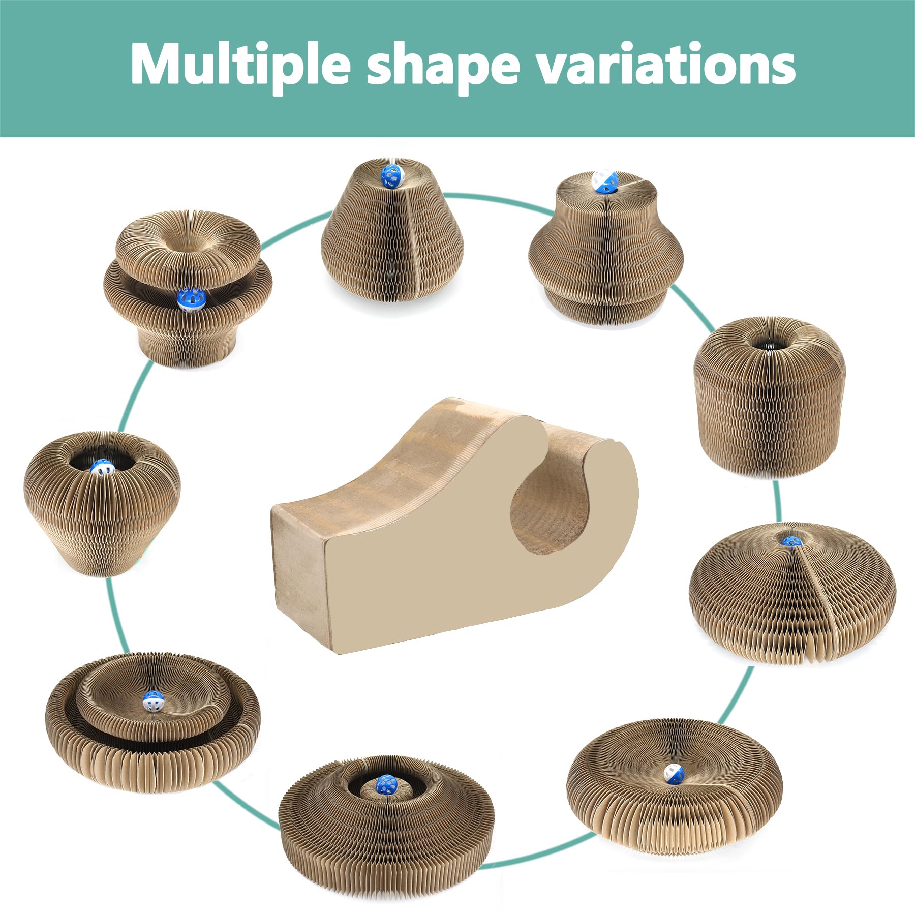 Enkman Kitty Curls Cat Toy Foldable Magic Organ Cat Scratching Board Cat Ball Adventure The Ultimate Interactive Mental Physical