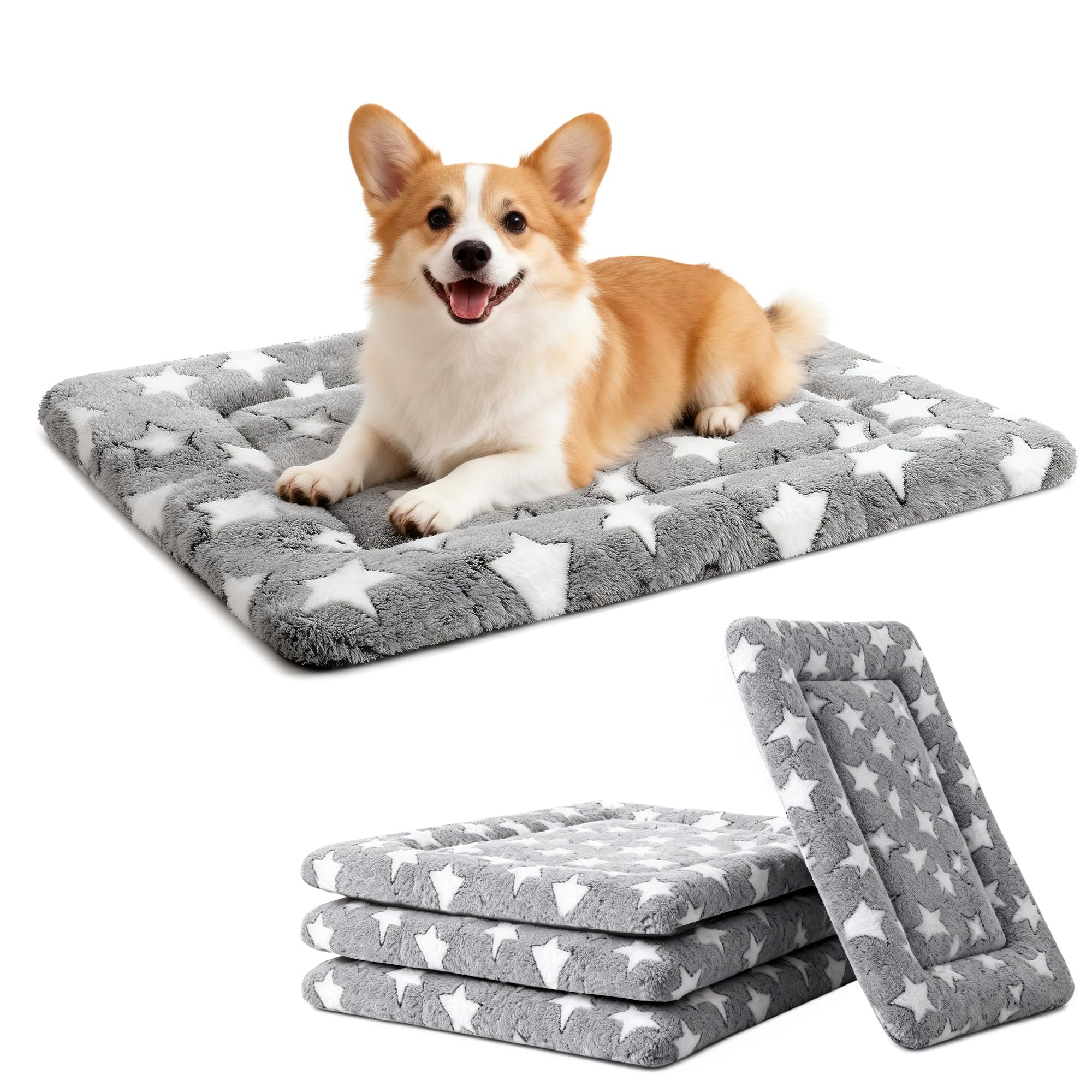 Dog Bed Mat, Reversible Crate Pads for Small/Medium/Large Dogs & Cats Sleeping, Portable & Soft, Dog Beds Crate Pad (Grey, S(24*