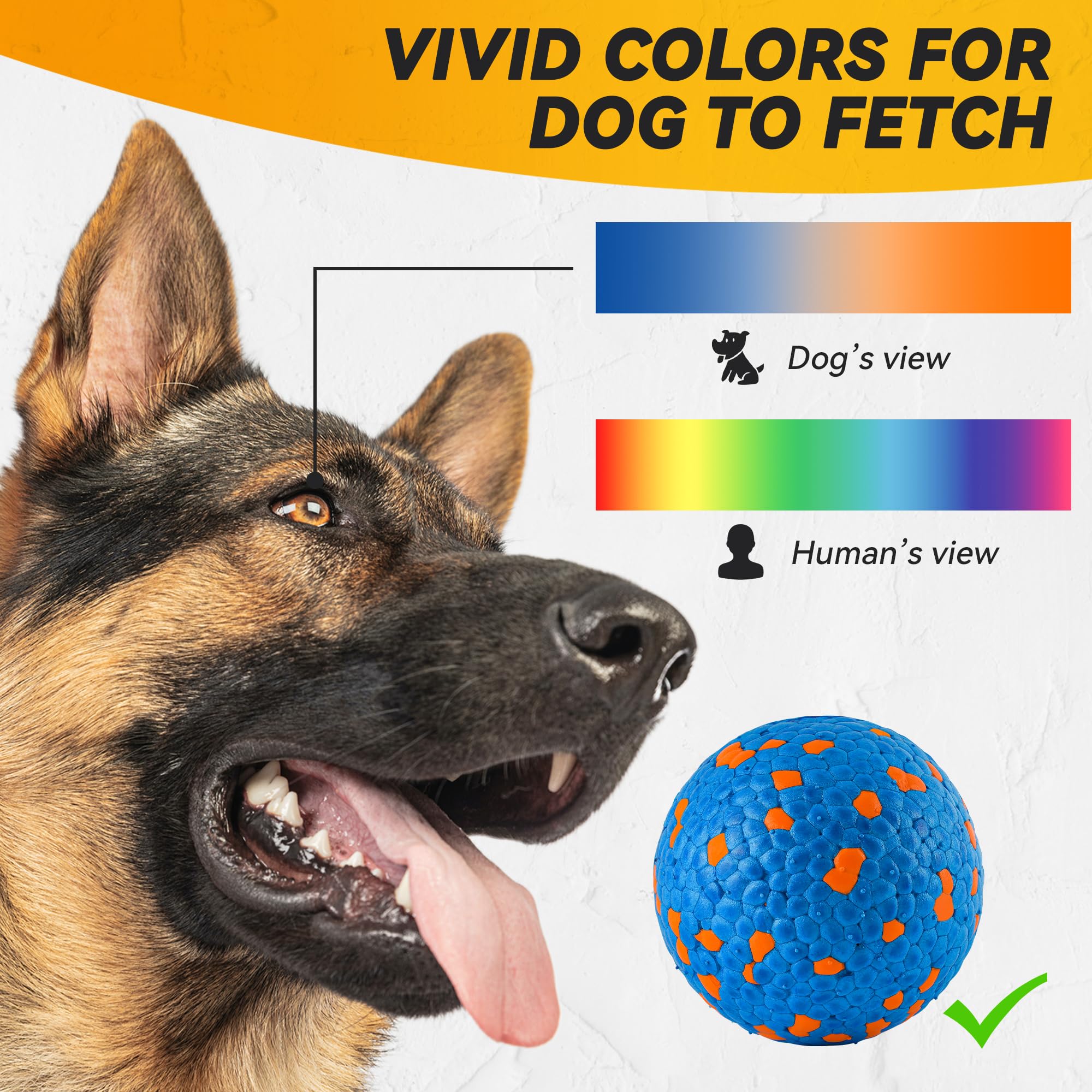 Fusoto 2Pcs Dog Balls, Tennis Balls For Dog Aggressive Chewers, For Large Medium Small Puppy, Training Catch&Fetch, Water Floats