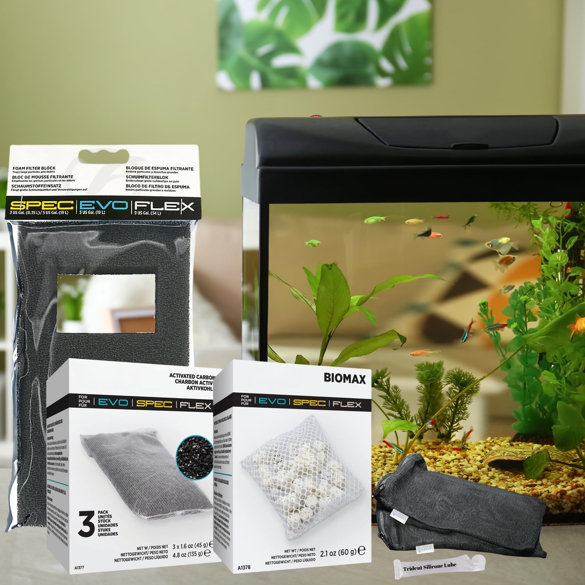 Trident Nova Spec (3 Gal,5 Gal) | Evo(5 Gal) | Flex (9 Gal) Maintenance & Replacement Filter Media Kit, Including Trident Mesh B
