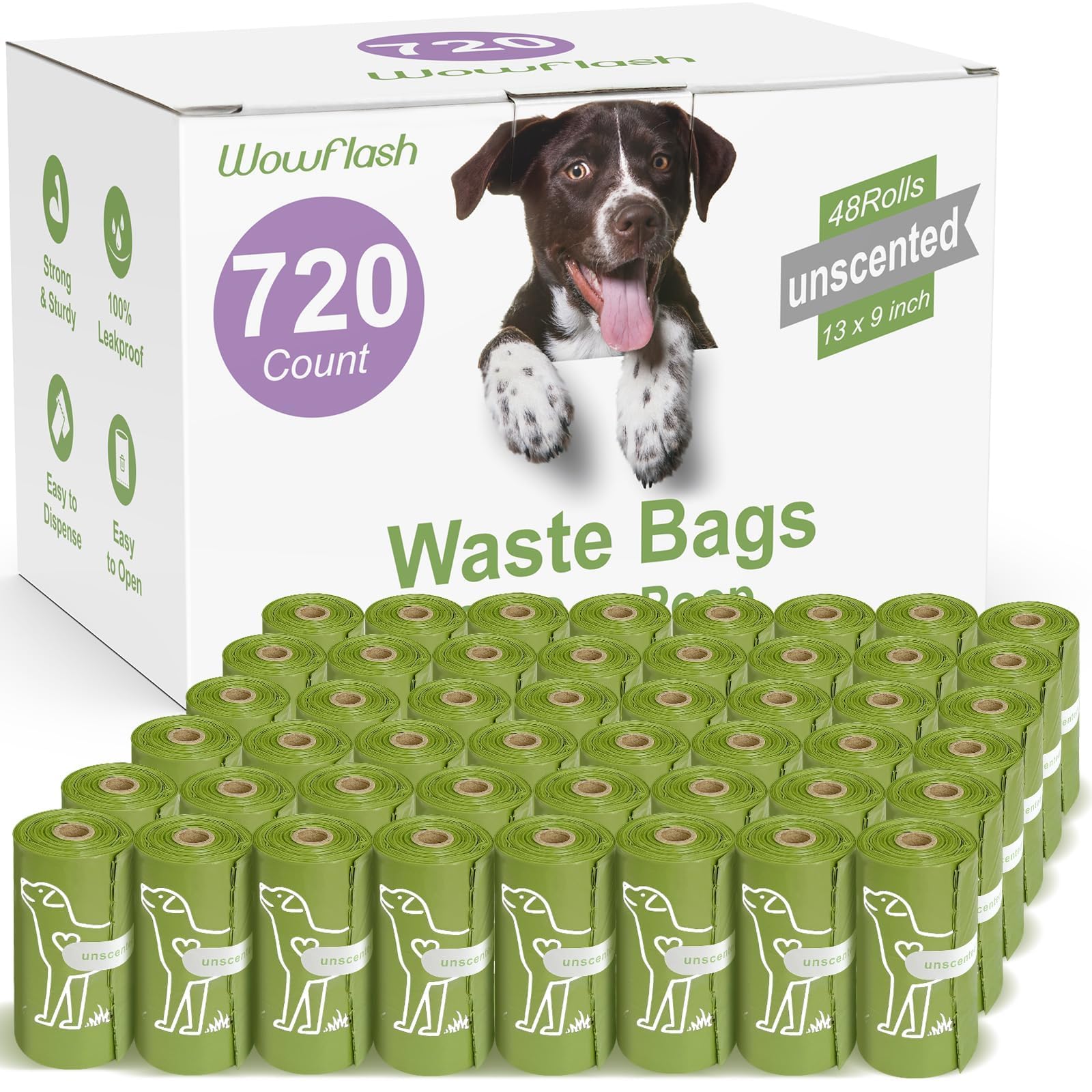 720 Count Unscented 13    X 9   Dog Poop Bags Rolls, Leakproof Strong & Sturdy Waste Bags For Doggie Cat Pet