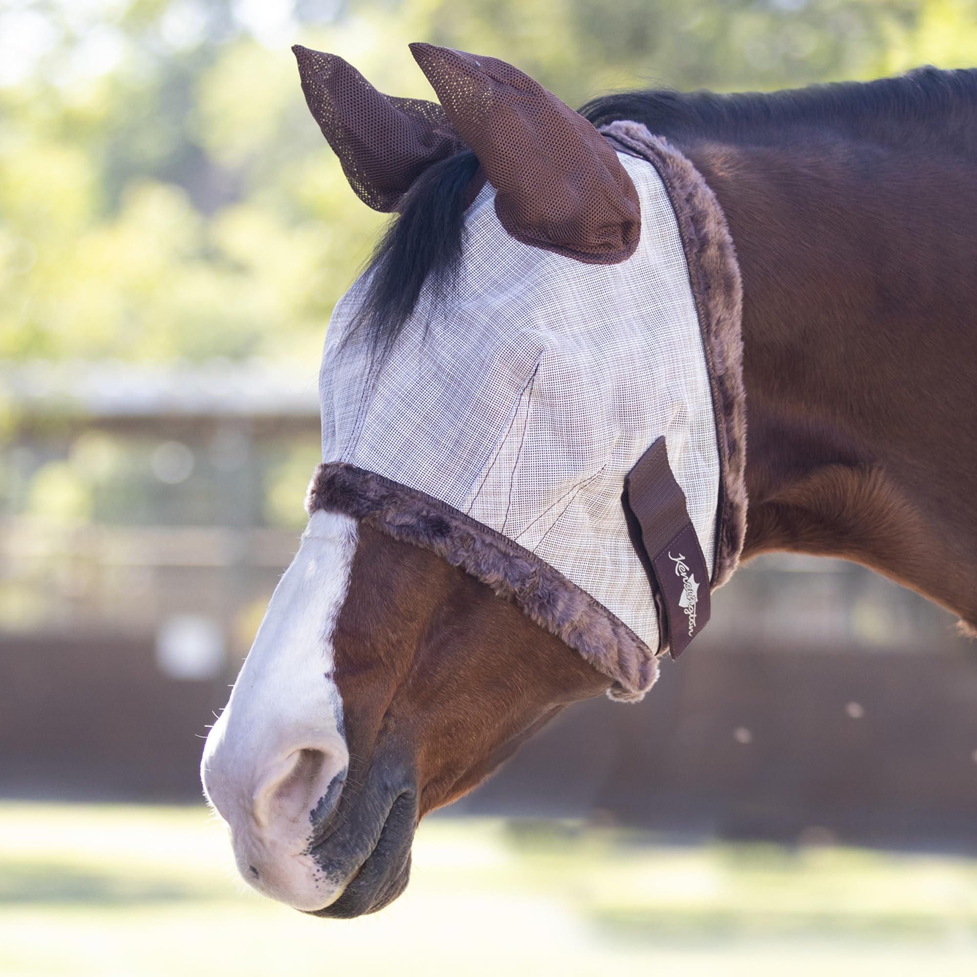 Fly Mask with Soft Ears w/Fleece Desert-Sand/XLarge - Large Horse (1200-1500lbs)